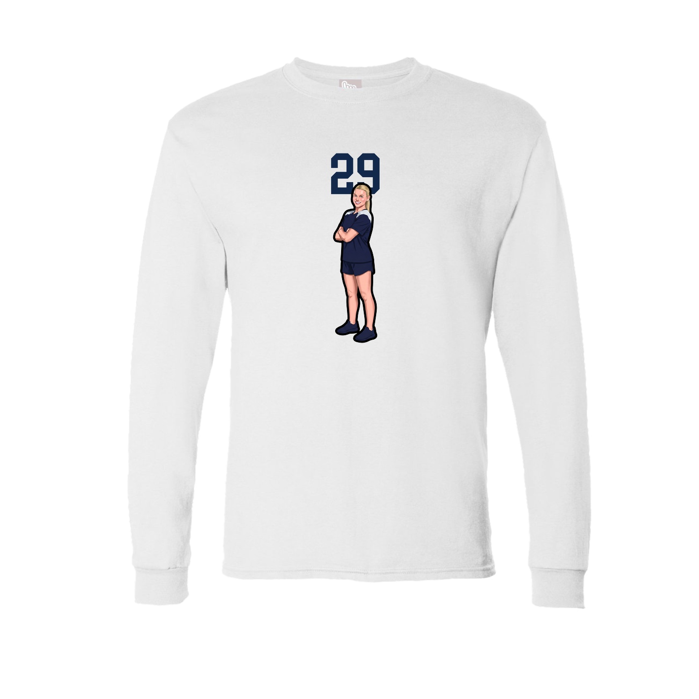 Long Sleeve Tee — Number Top in White