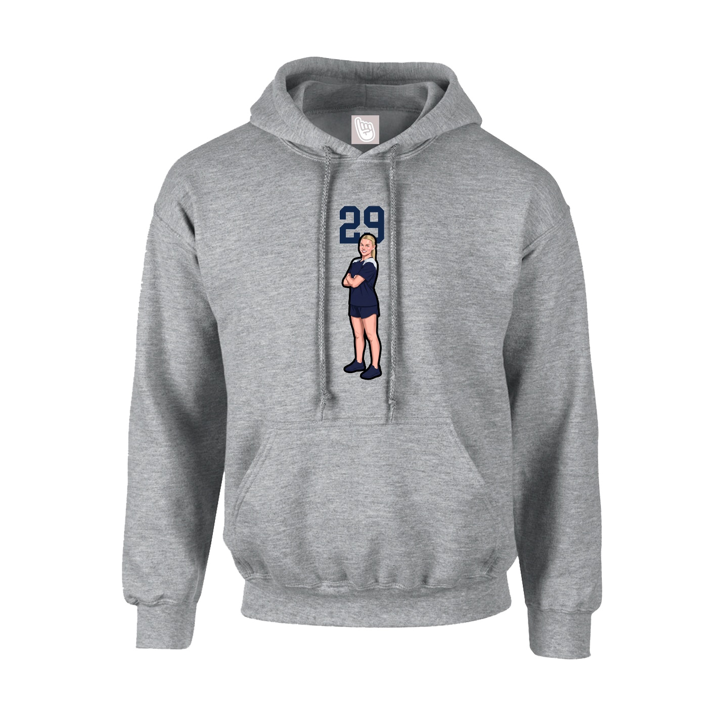 Youth Hoodie — Number Top in Grey