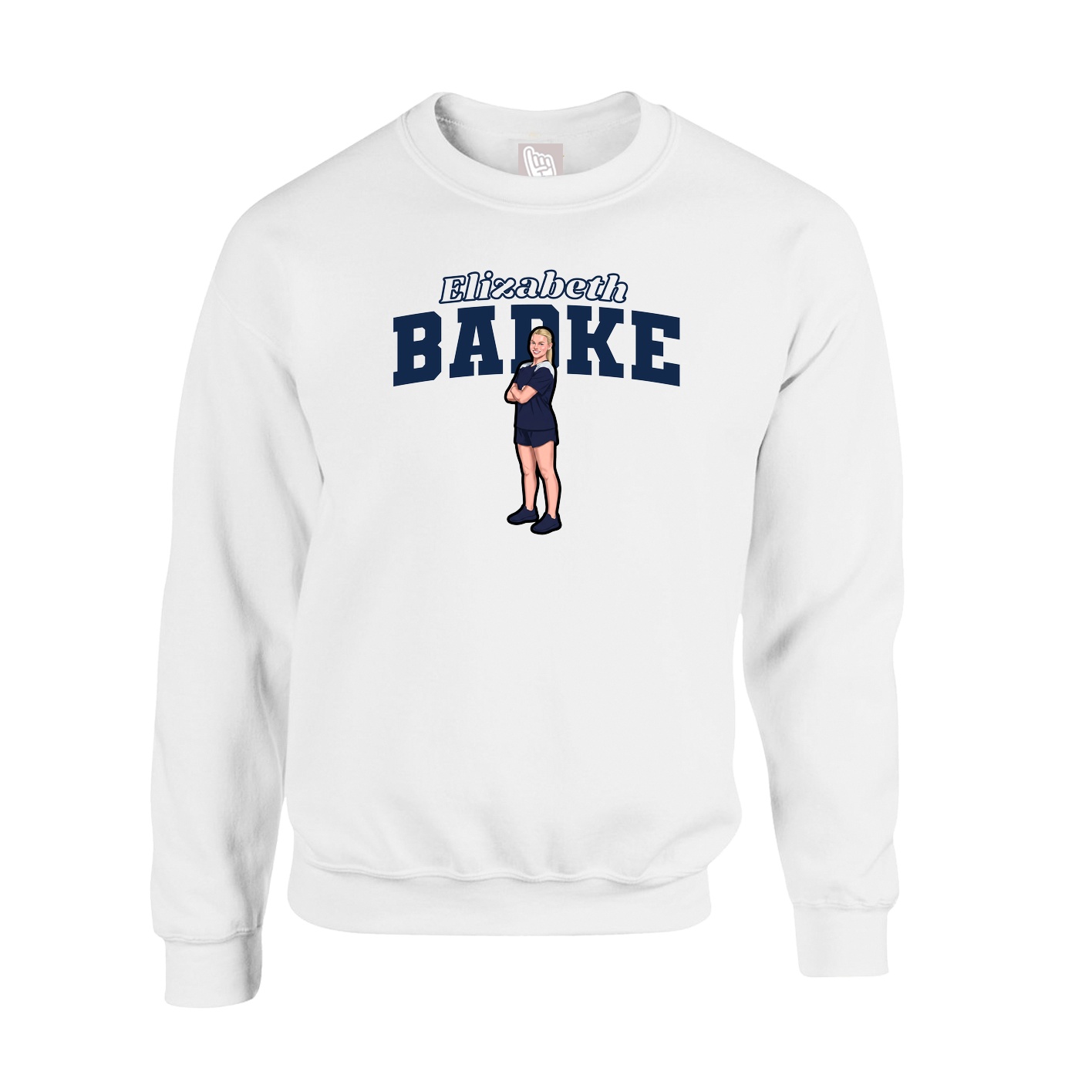 Fleece Crew — Name Arch in White