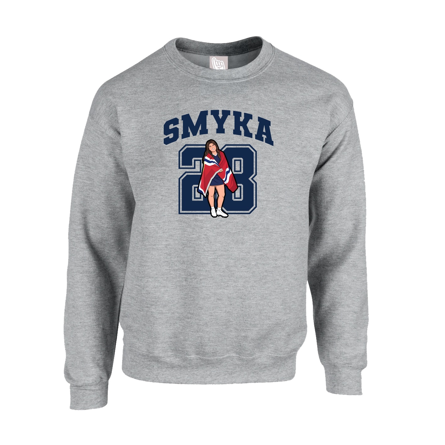 Fleece Crew — Number in Grey