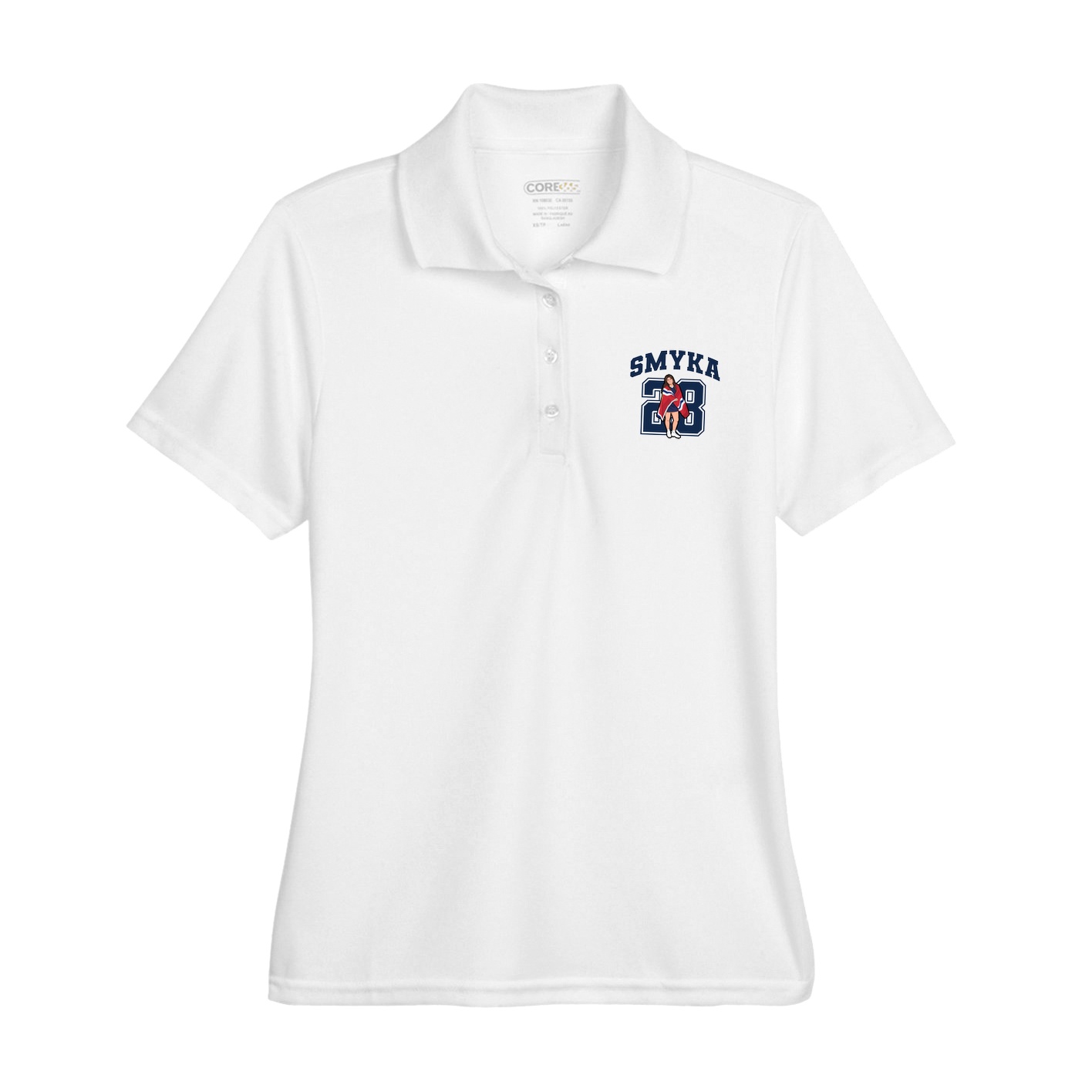 Womens Performance Polo — Number in White