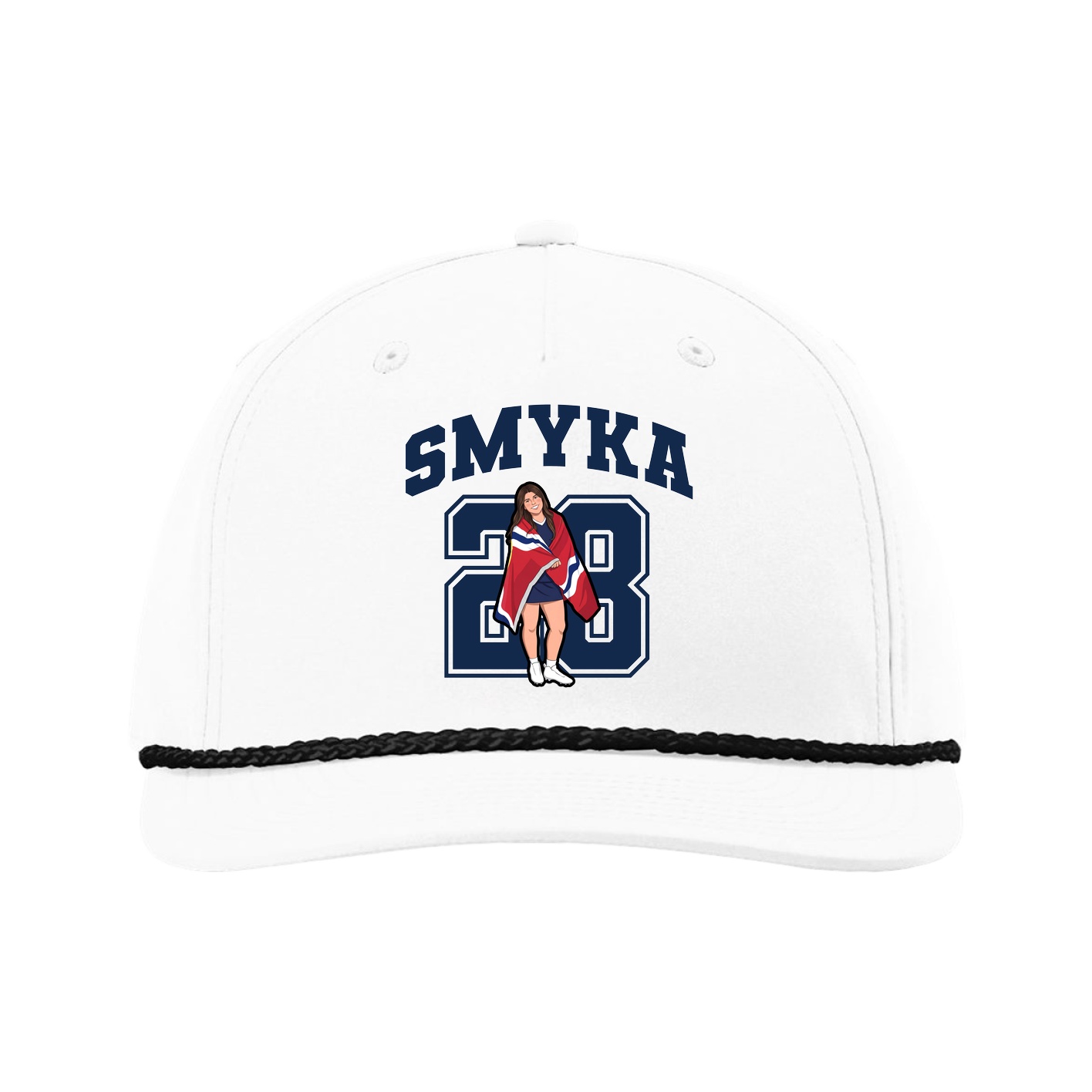 Five-Panel Classic Rope Cap — Number in White