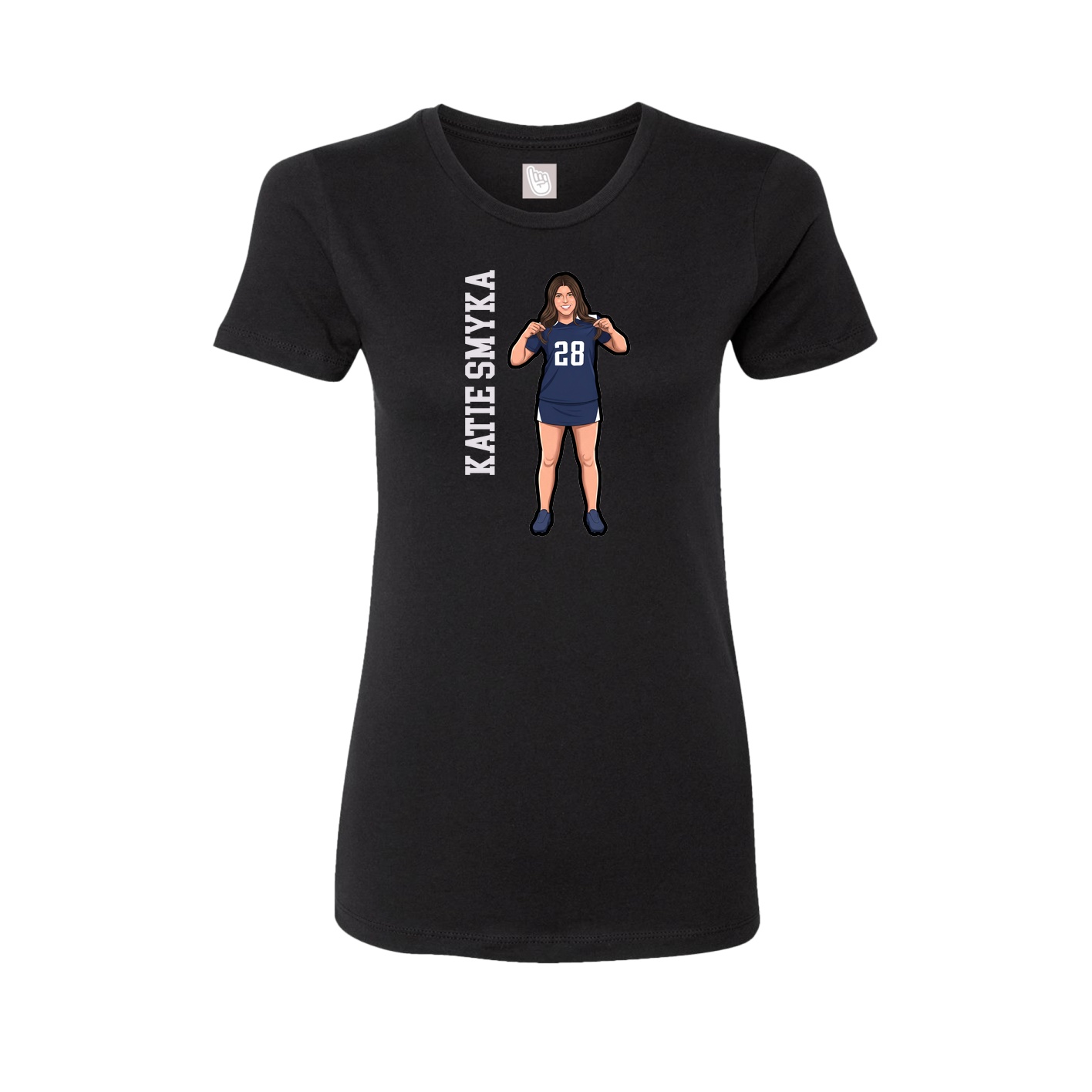 Fitted Women's Tee — Name Vertical in Black