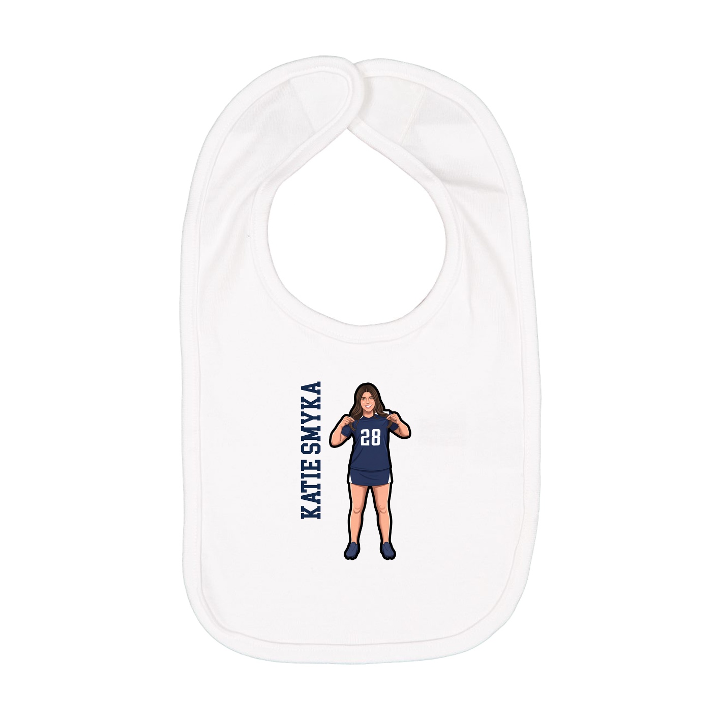 Infant Bib — Name Vertical in White