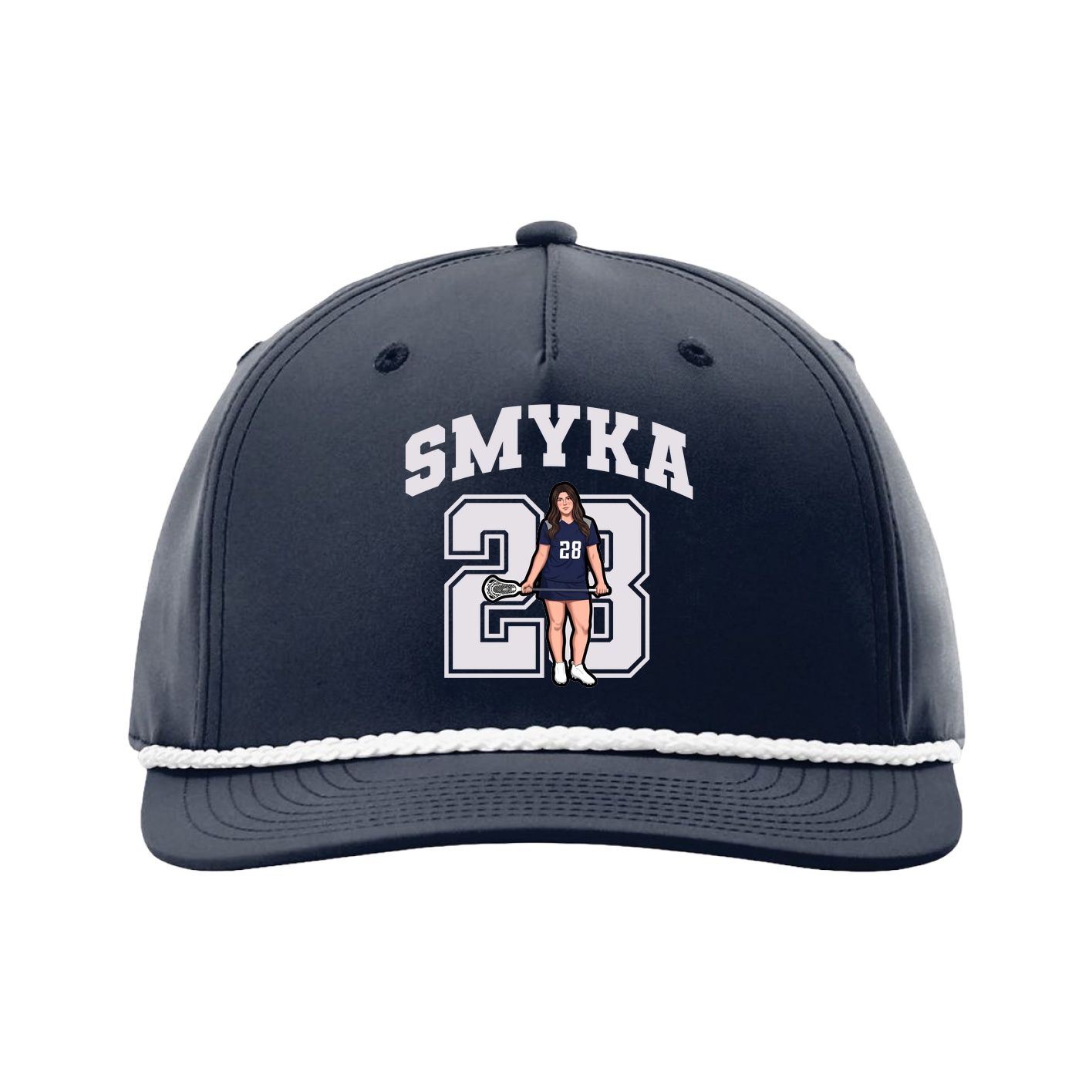 Five-Panel Classic Rope Cap — Number in Navy