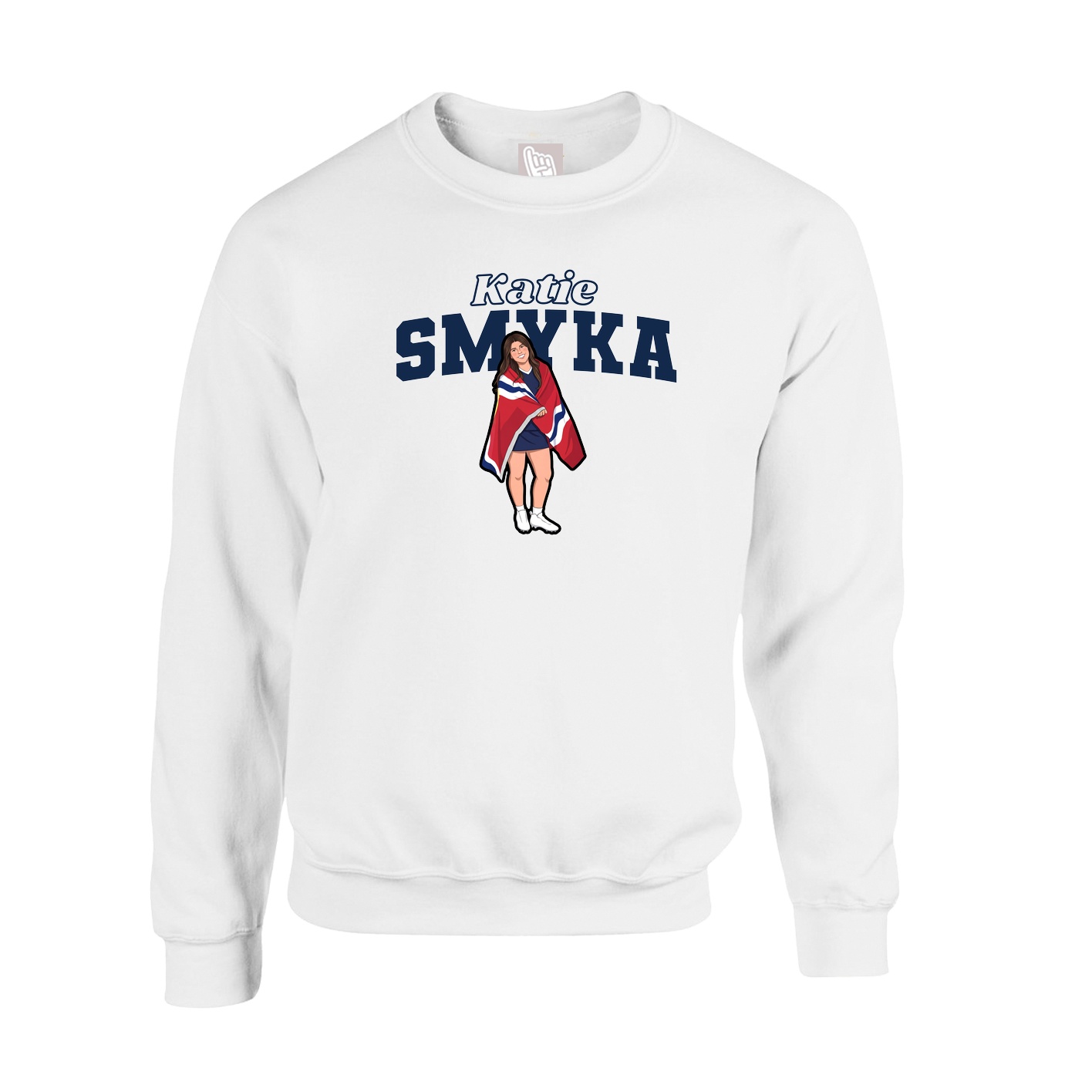 Fleece Crew — Name Arch in White