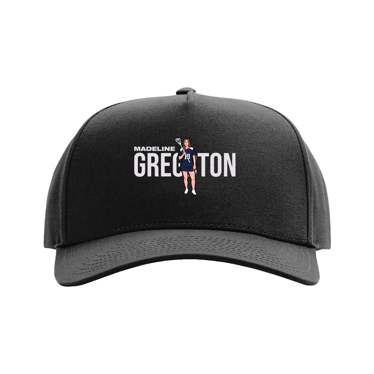 Full Fabric Five-Panel Champ Cap — Player Name in Black