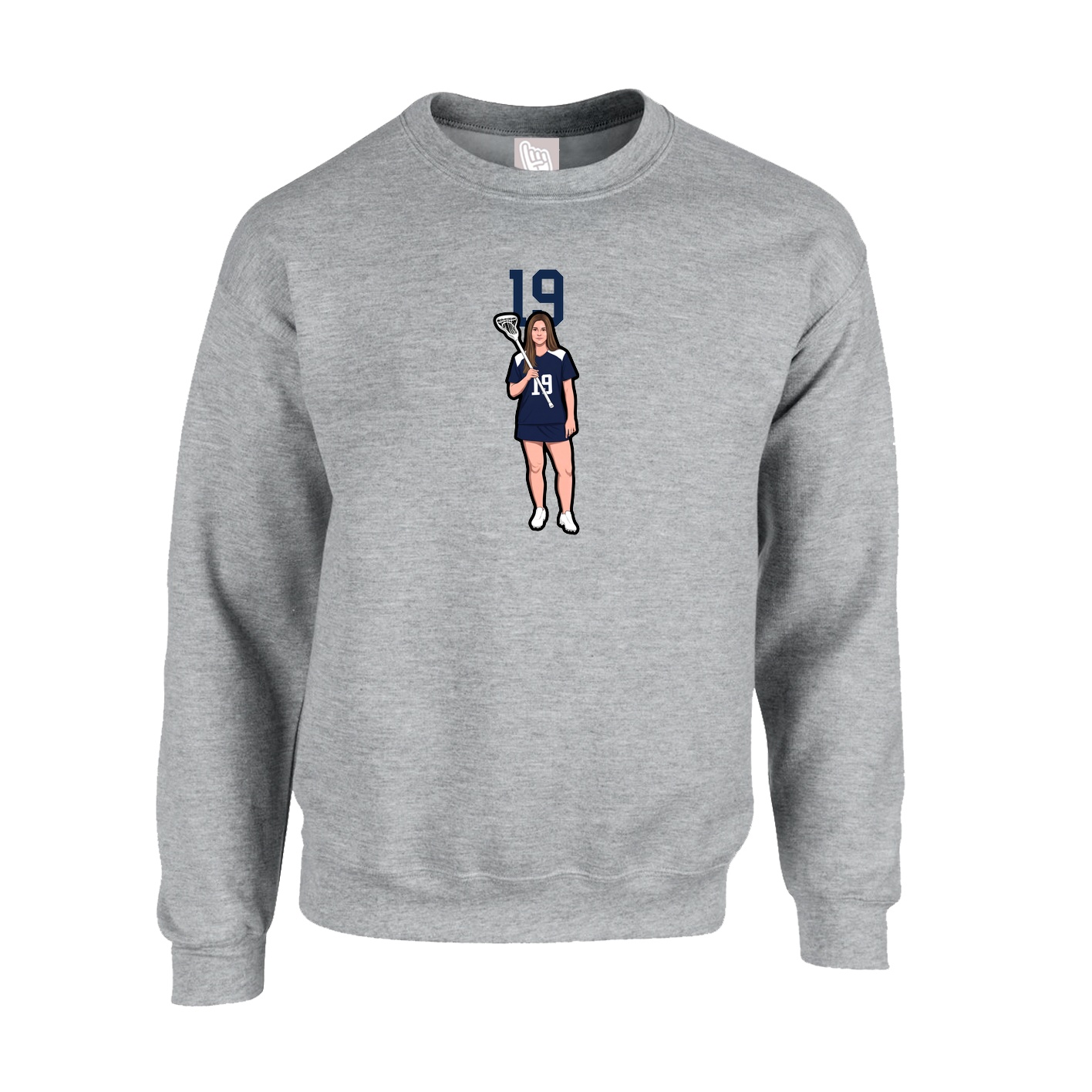 Fleece Crew — Number Top in Grey