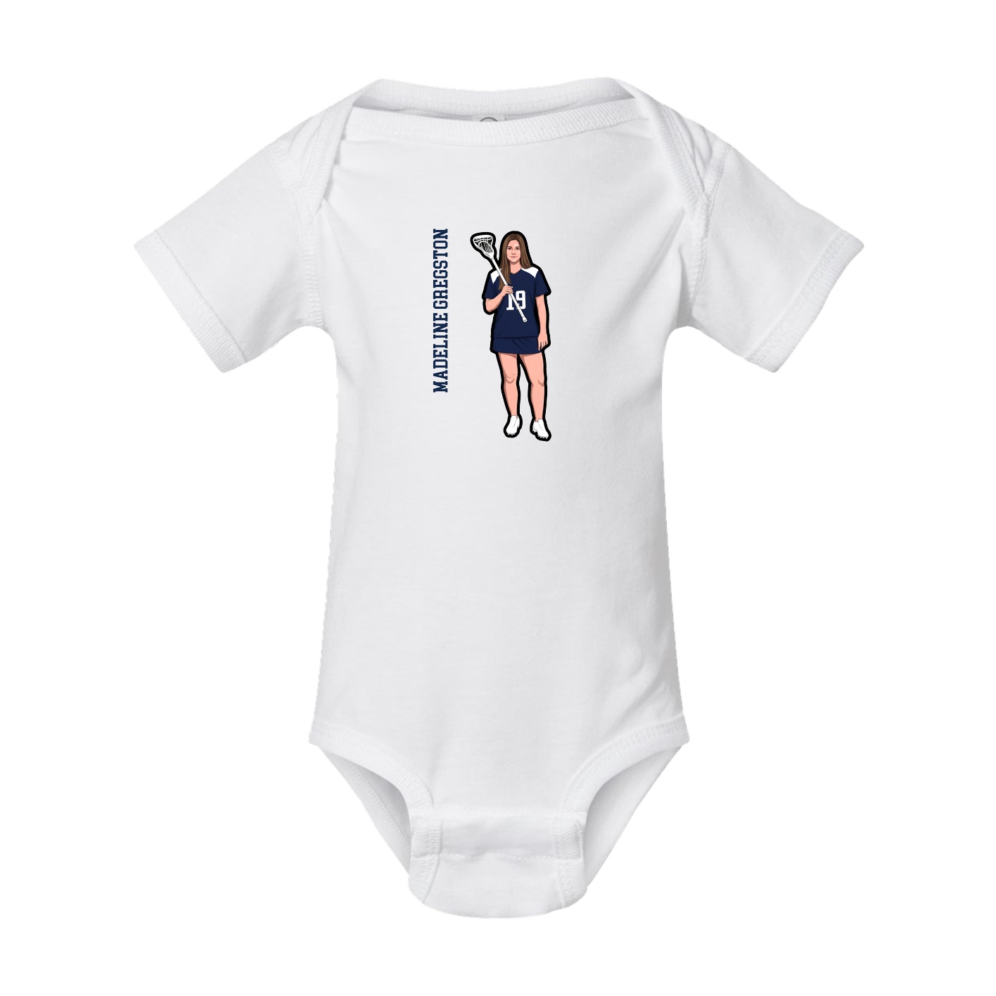 Baby Onesie — Name Vertical in White