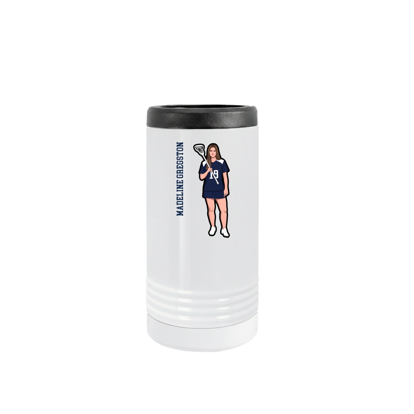 Slim Beverage Holder — Name Vertical in White