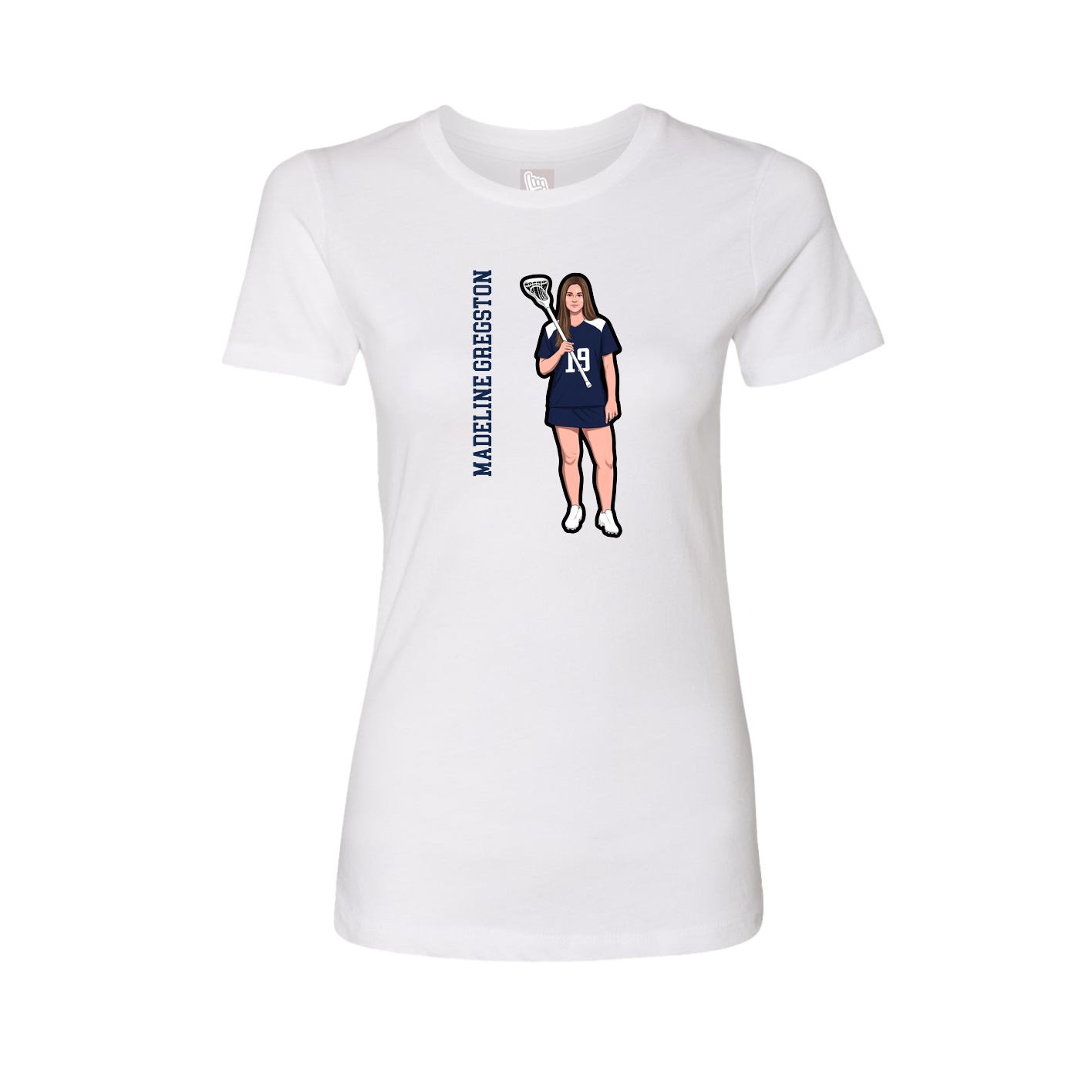 Fitted Women's Tee — Name Vertical in White