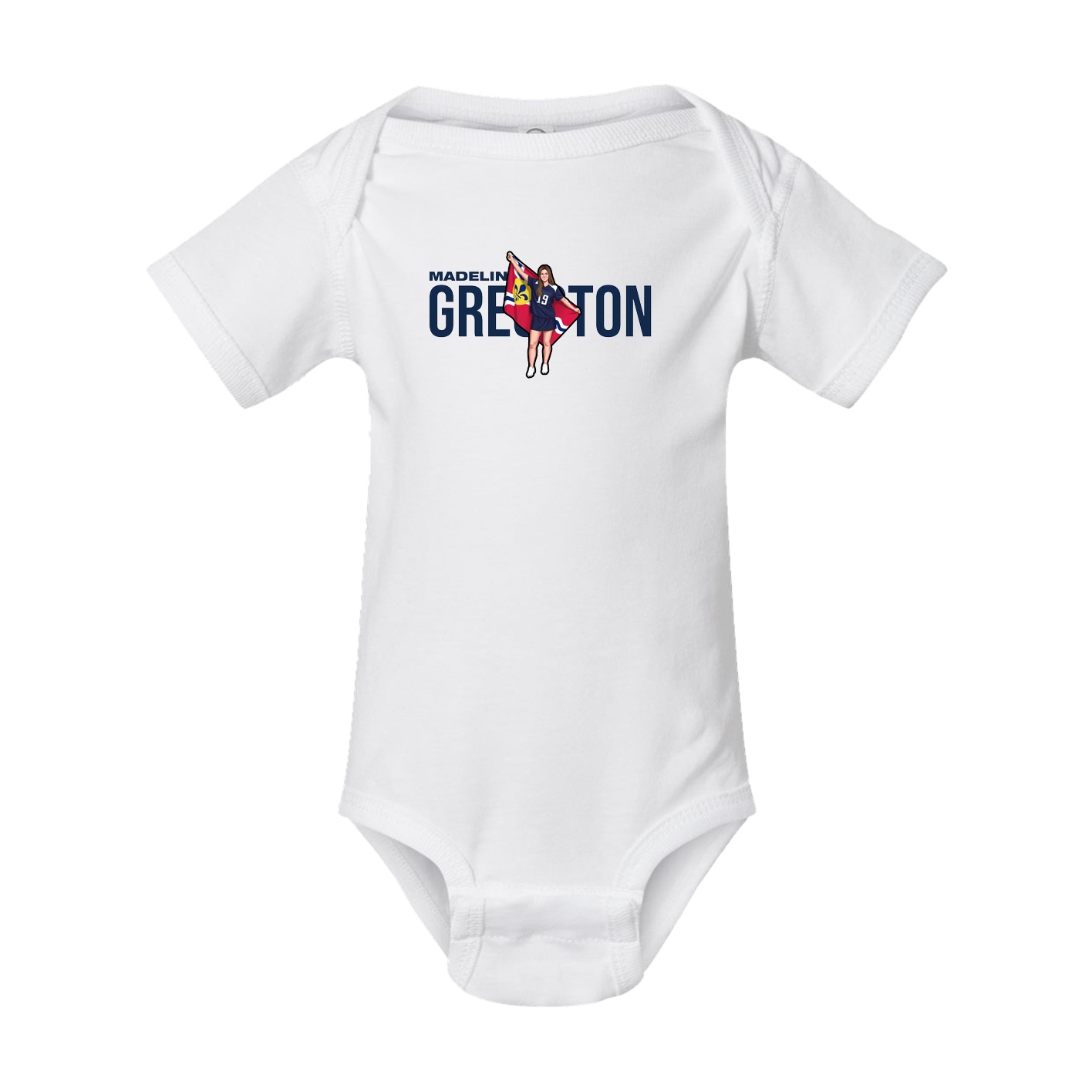 Baby Onesie — Player Name in White