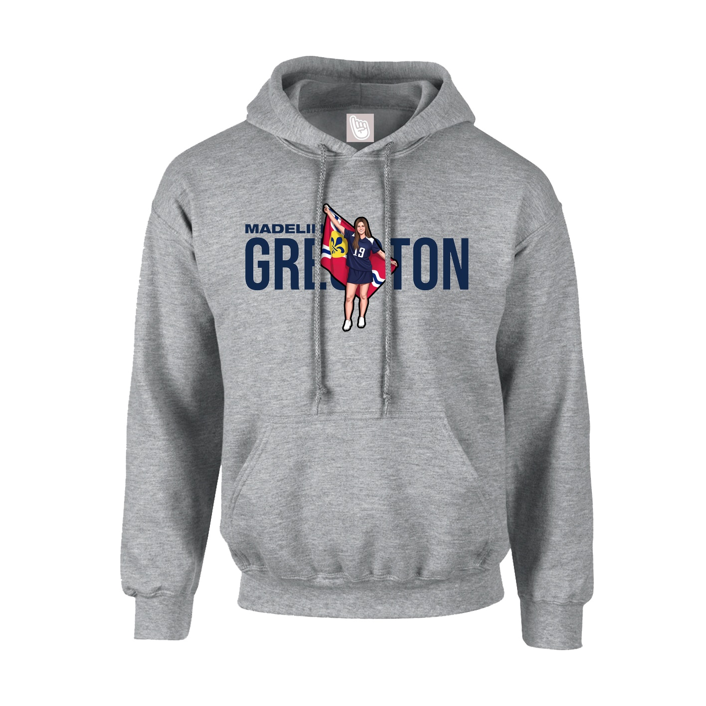 Hoodie — Player Name in Grey