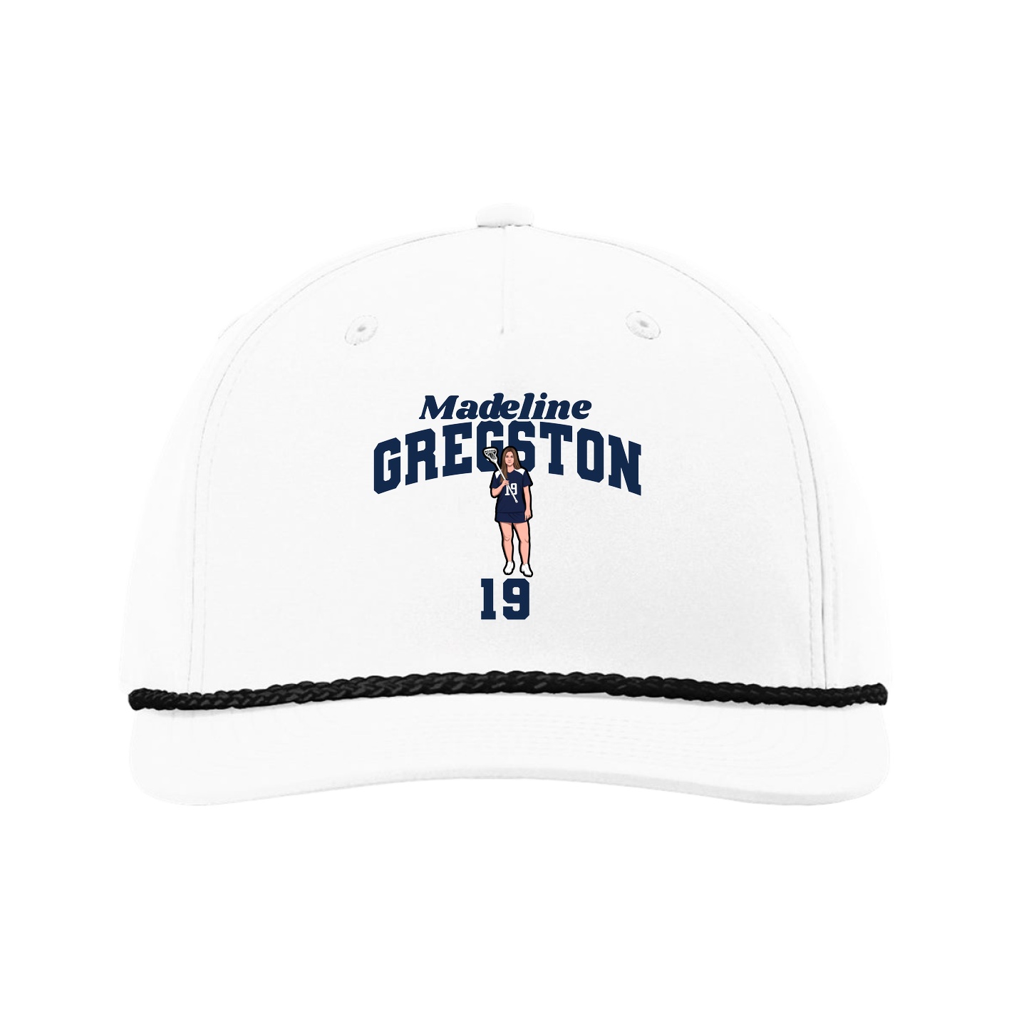 Five-Panel Classic Rope Cap — Signature Arch in White