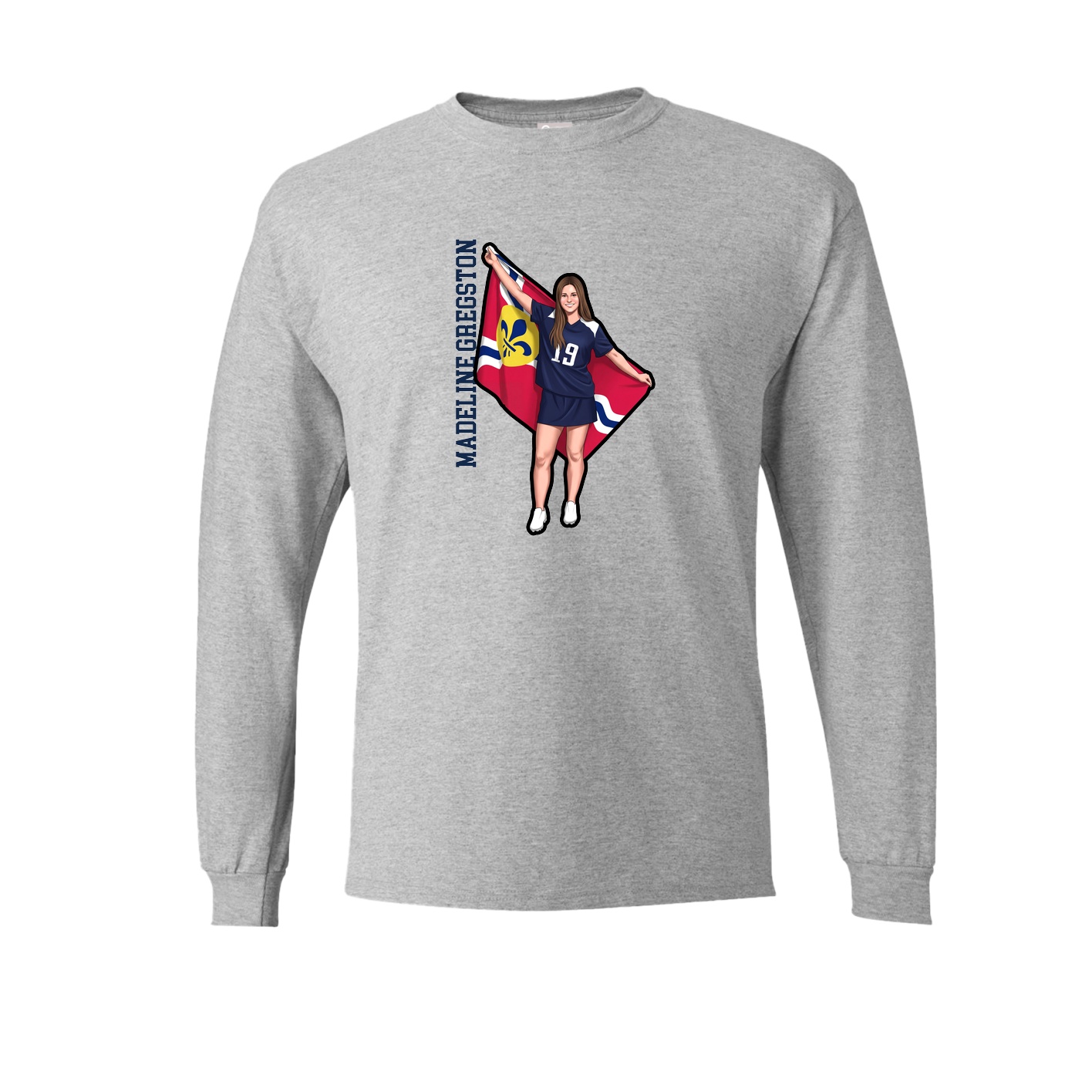 Long Sleeve Tee — Name Vertical in Grey