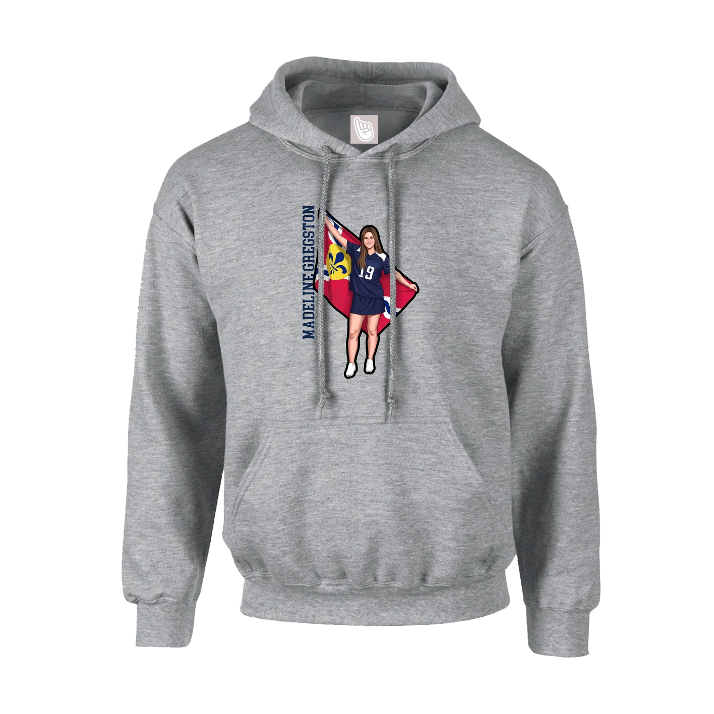 Youth Hoodie — Name Vertical in Grey
