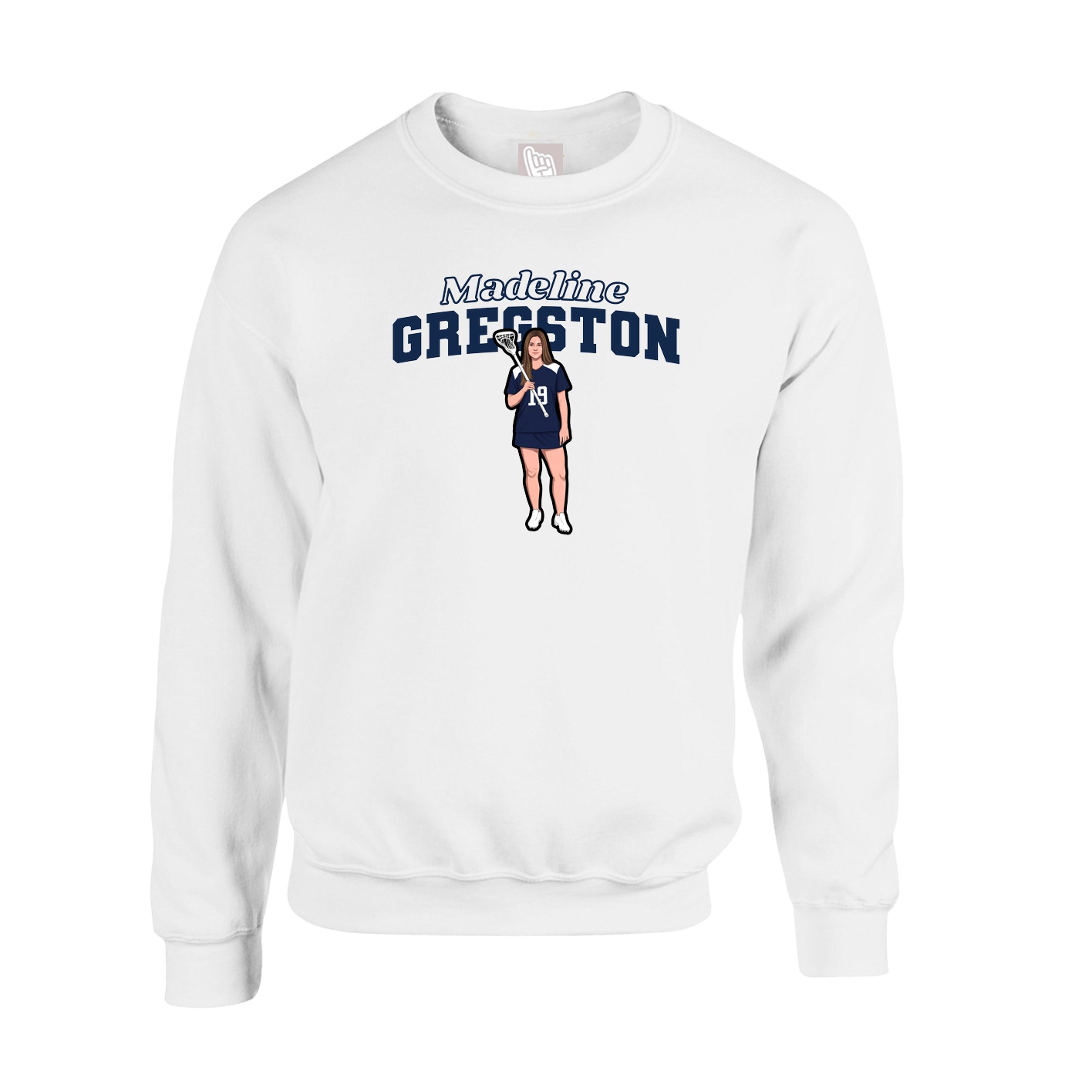 Fleece Crew — Name Arch in White