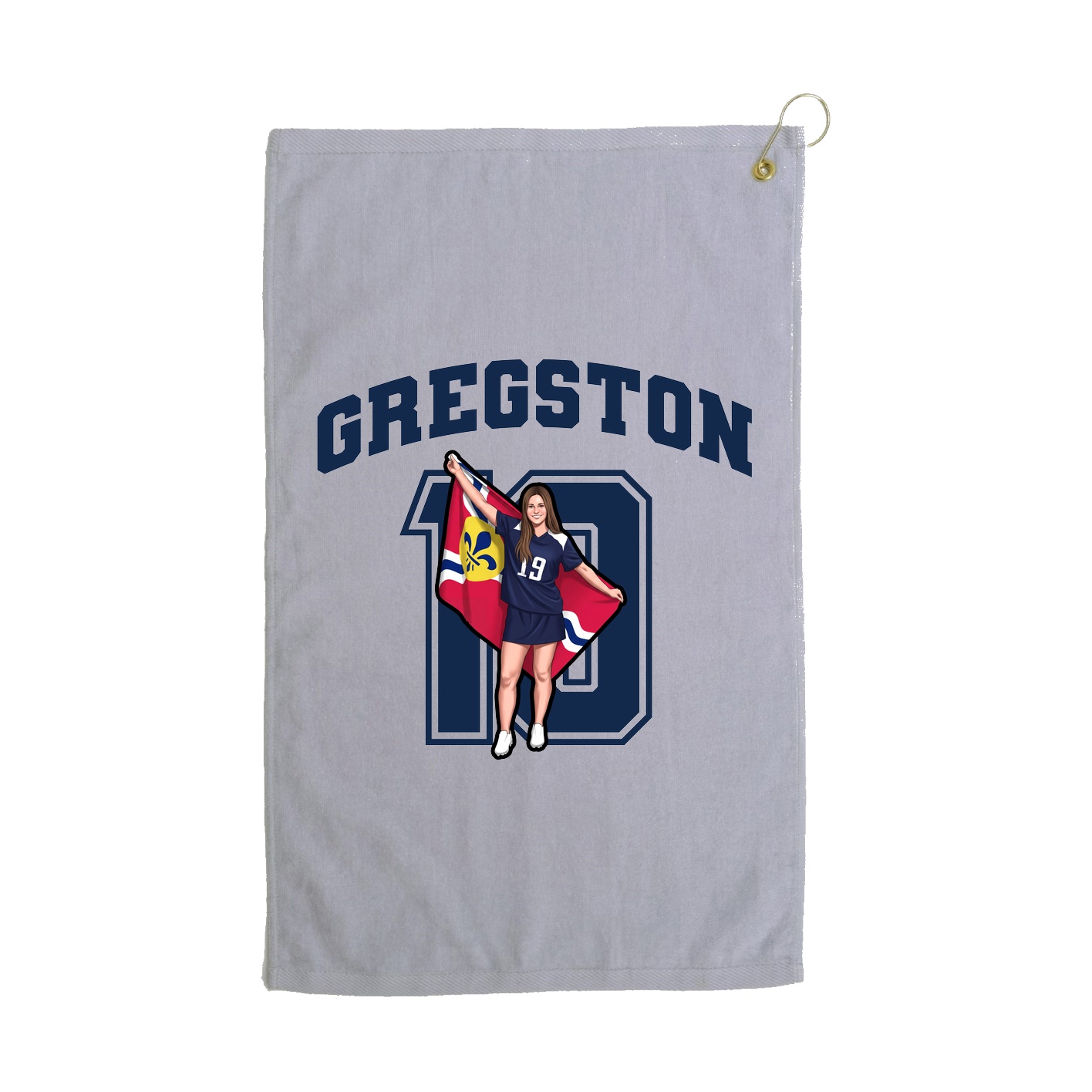 Golf Towel — Number in Grey