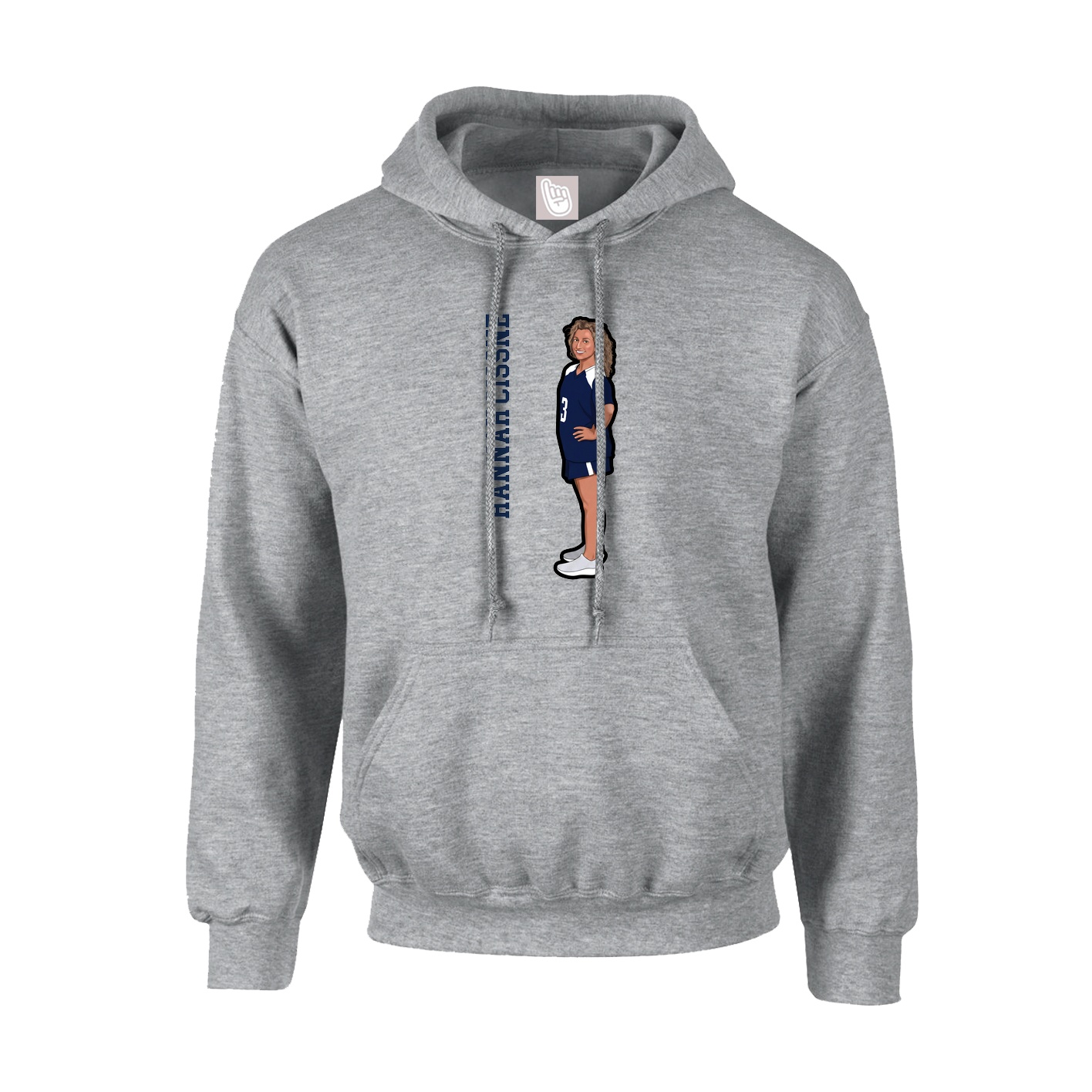 Youth Hoodie — Name Vertical in Grey