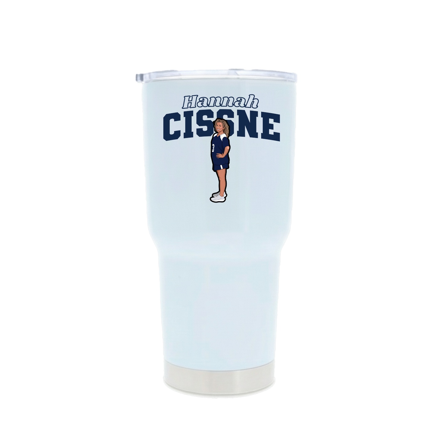 30oz Stainless Steel Tumbler — Name Arch in White