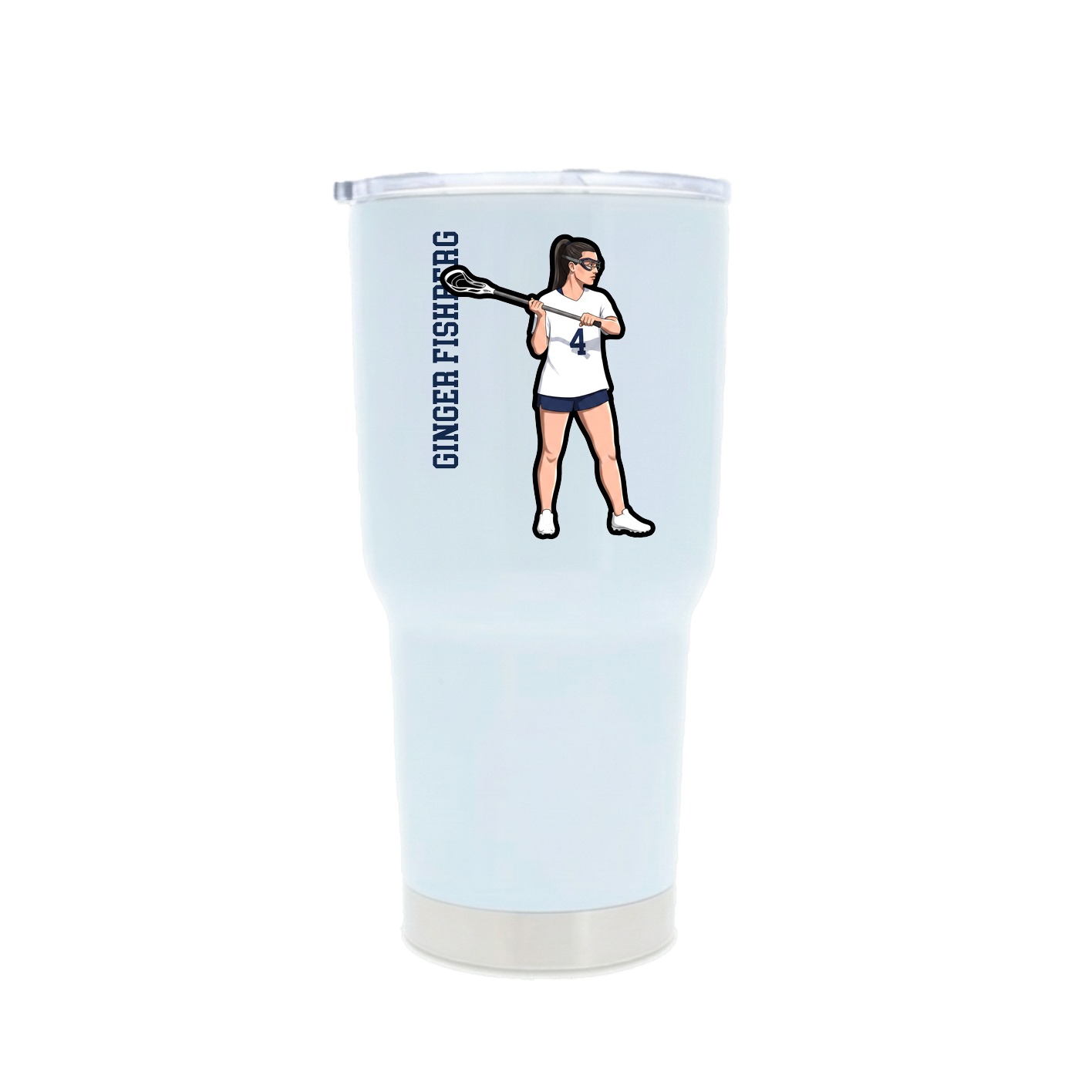 30oz Stainless Steel Tumbler — Name Vertical in White