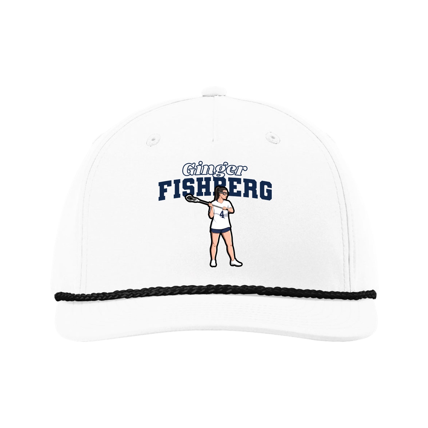 Five-Panel Classic Rope Cap — Name Arch in White
