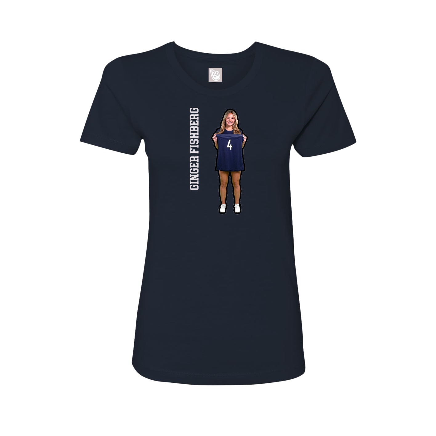 Fitted Women's Tee — Name Vertical in Navy
