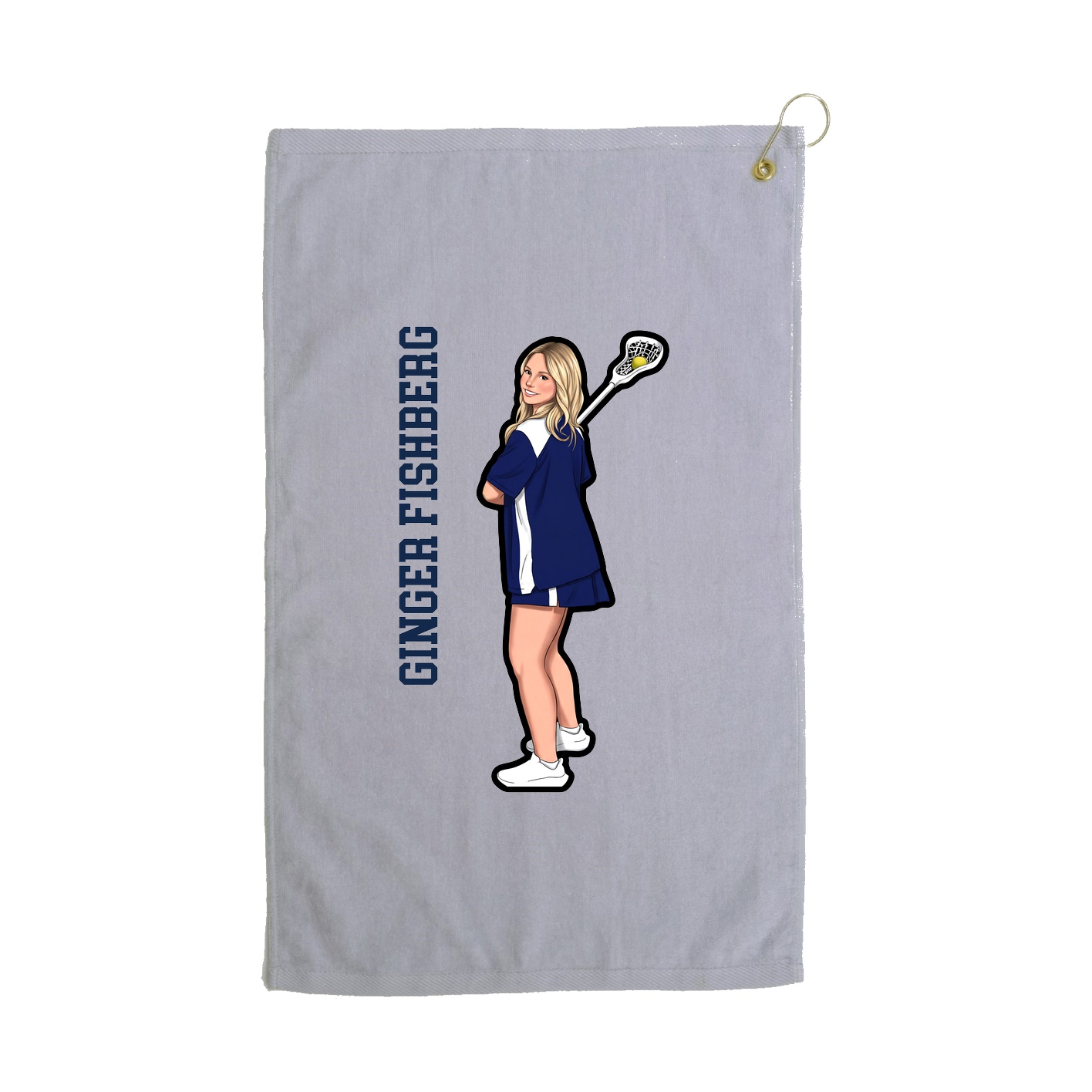 Golf Towel — Name Vertical in Grey
