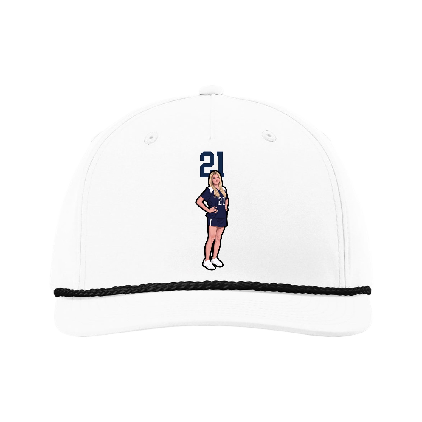 Five-Panel Classic Rope Cap — Number Top in White