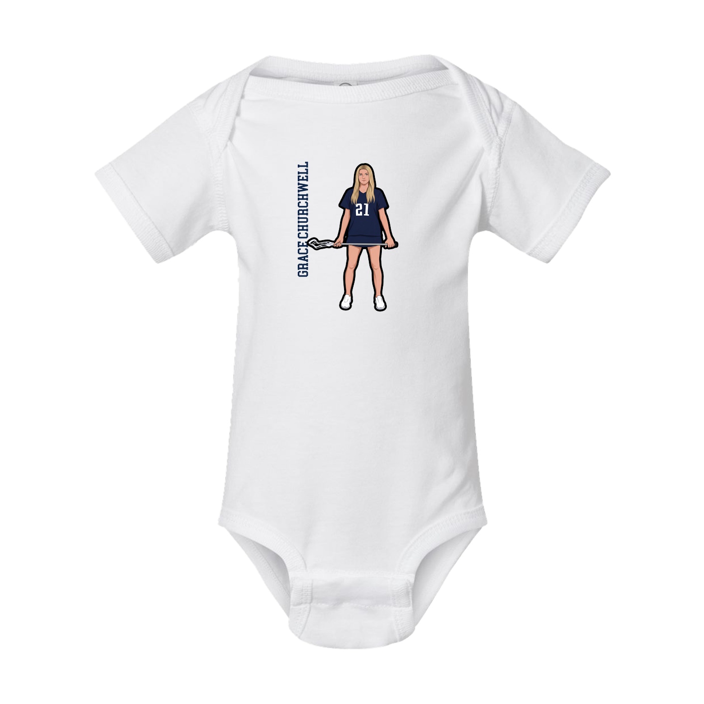 Baby Onesie — Name Vertical in White