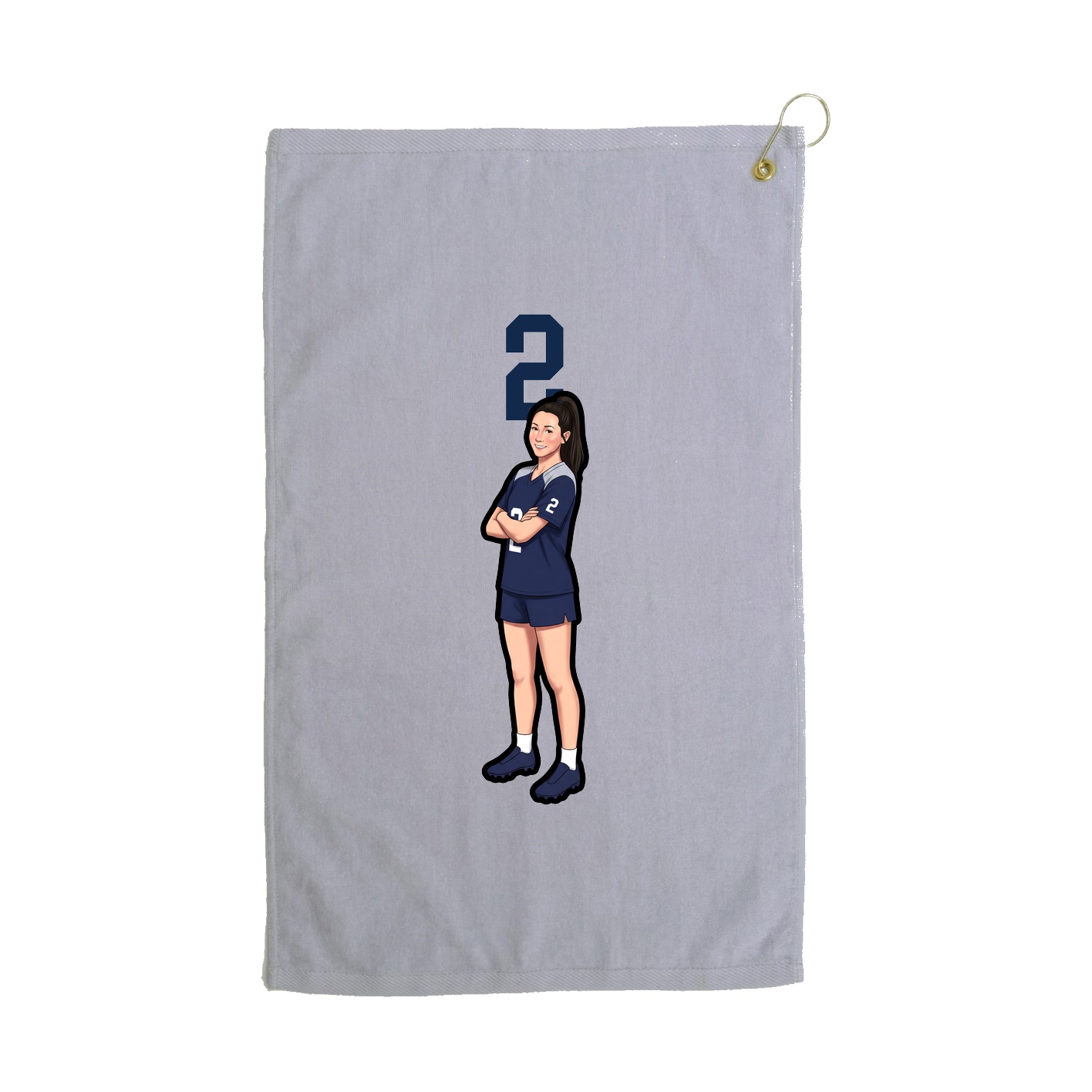 Golf Towel — Number Top in Grey
