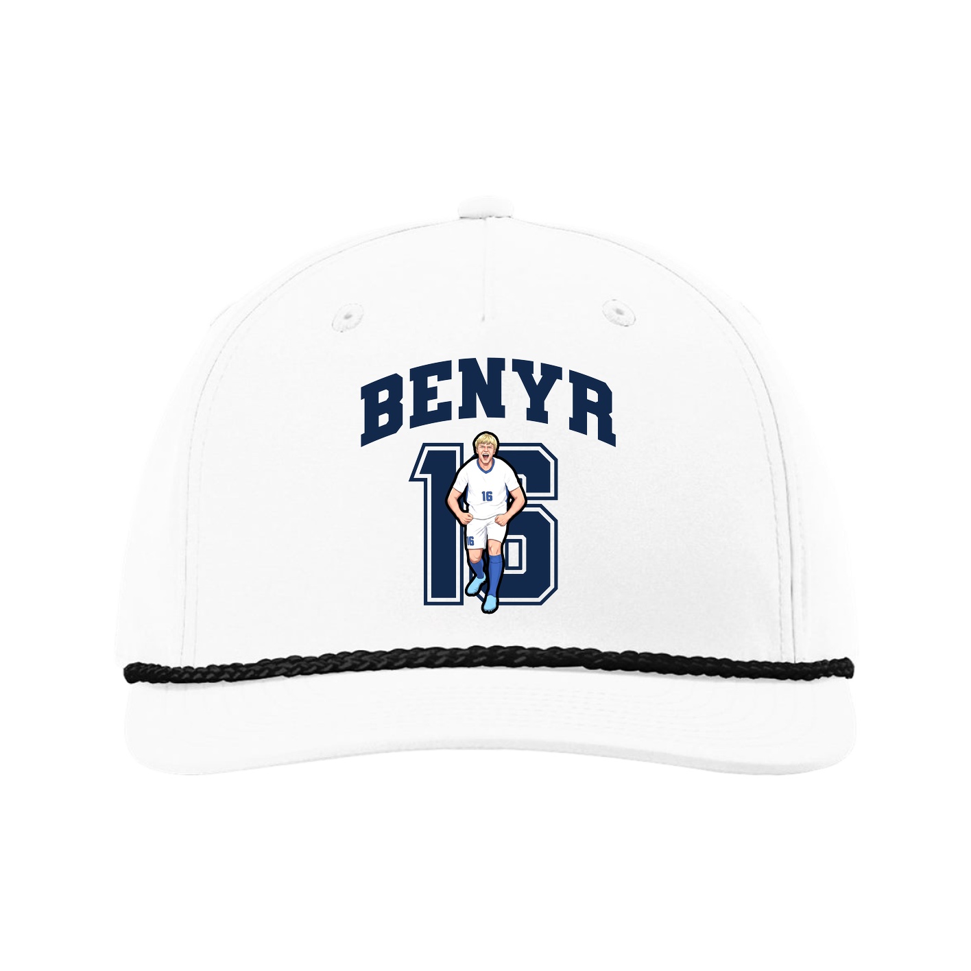 Five-Panel Classic Rope Cap — Number in White
