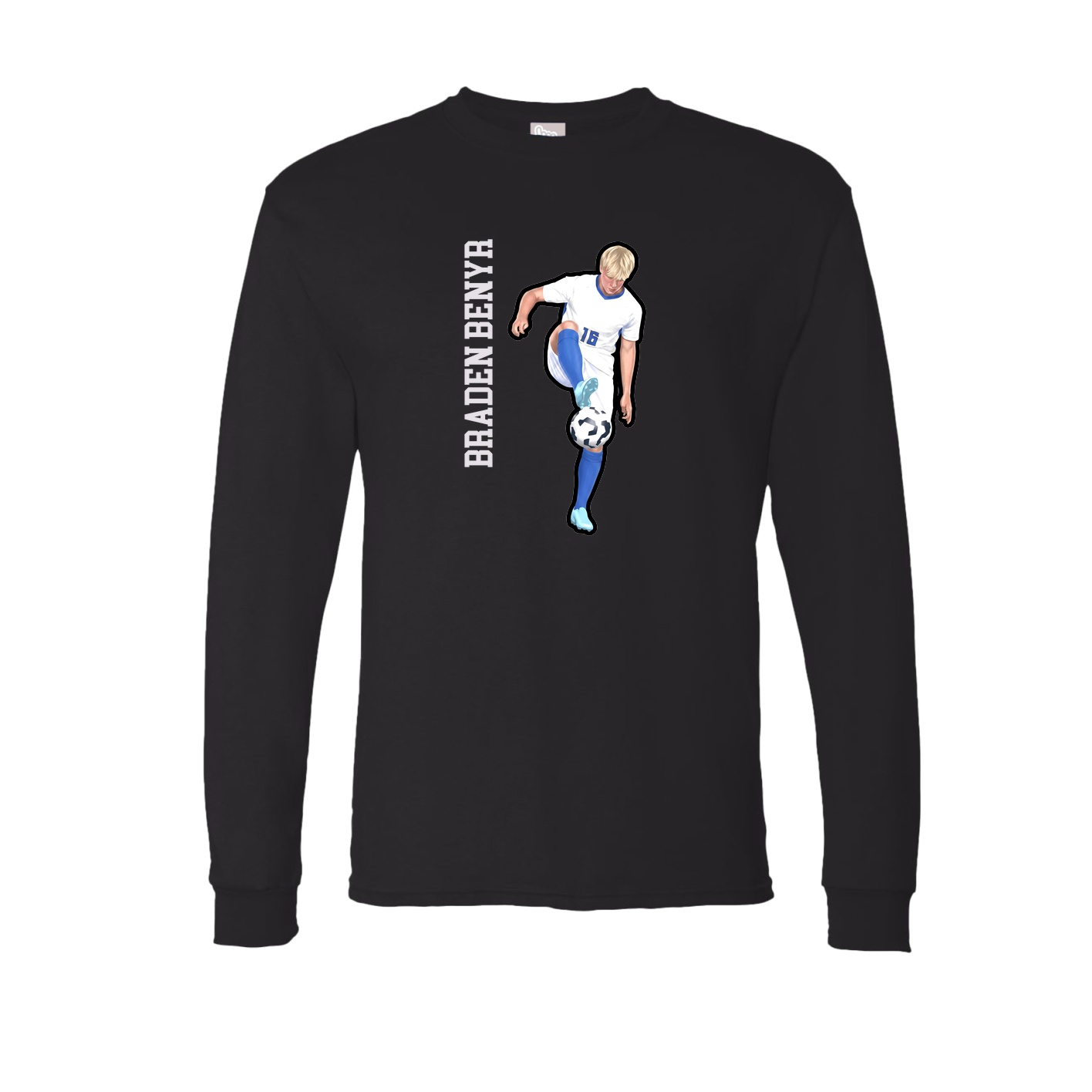 Long Sleeve Tee — Name Vertical in Black