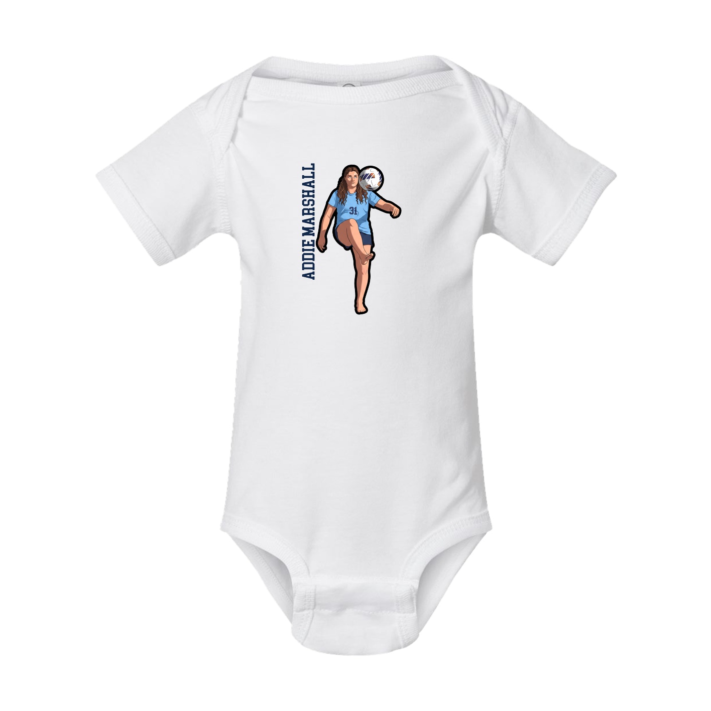 Baby Onesie — Name Vertical in White