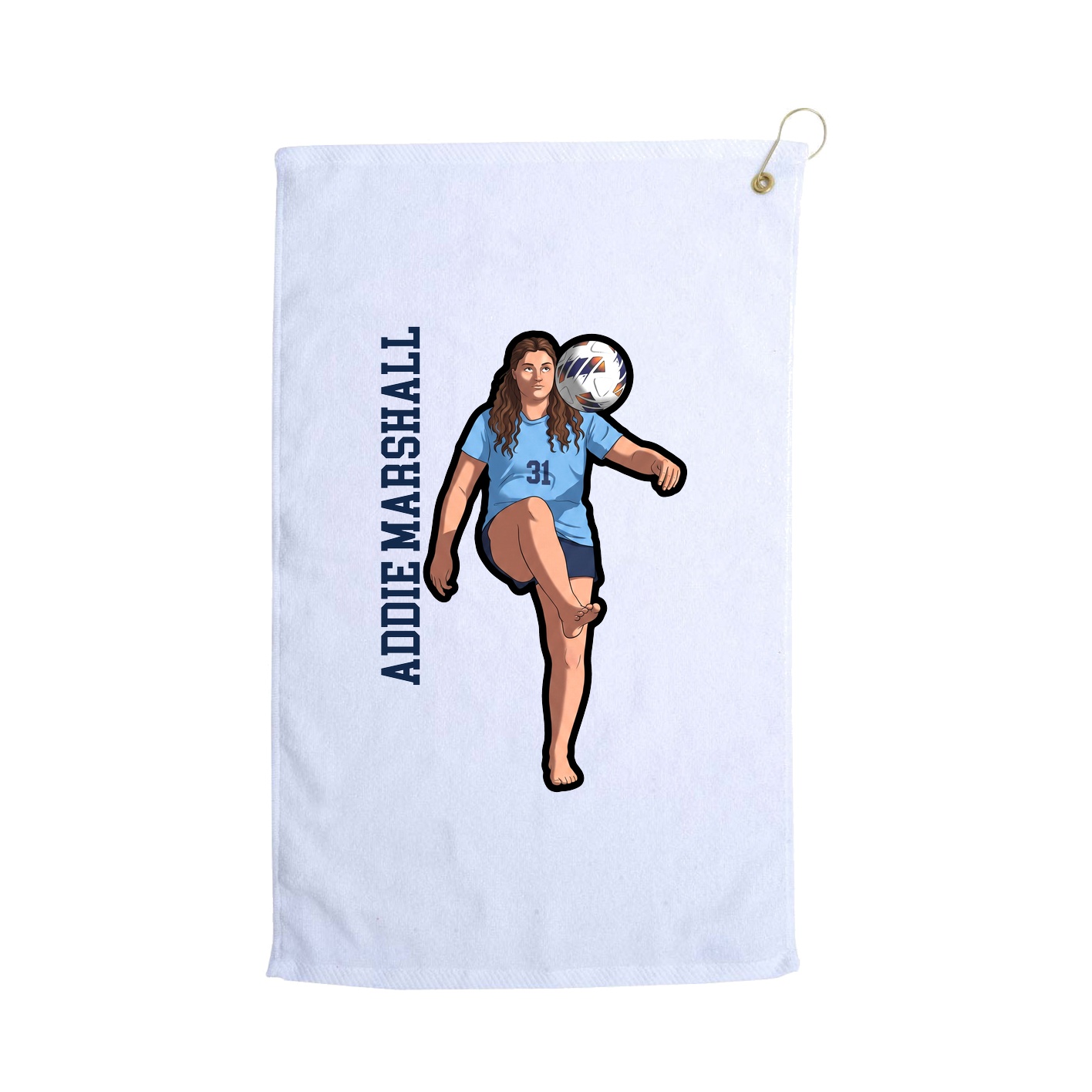 Golf Towel — Name Vertical in White