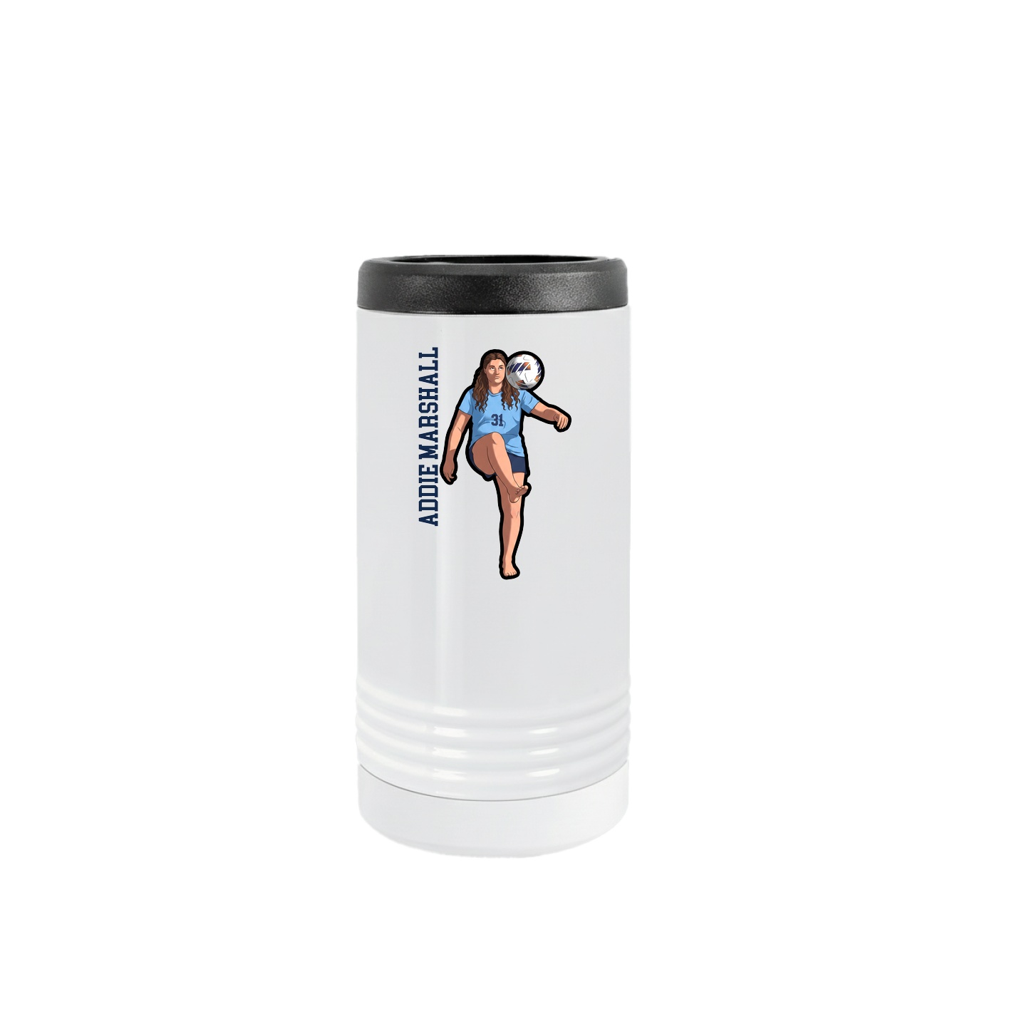 Slim Beverage Holder — Name Vertical in White