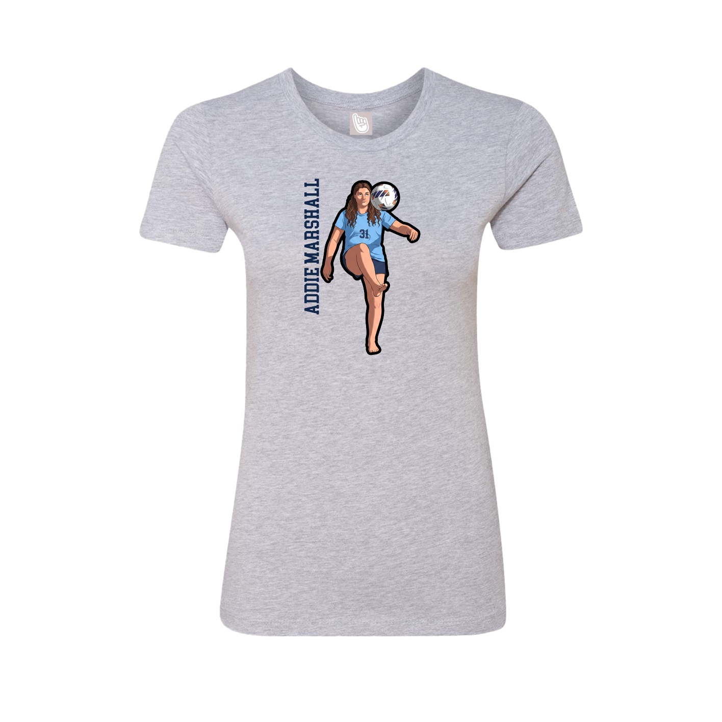 Fitted Women's Tee — Name Vertical in Grey