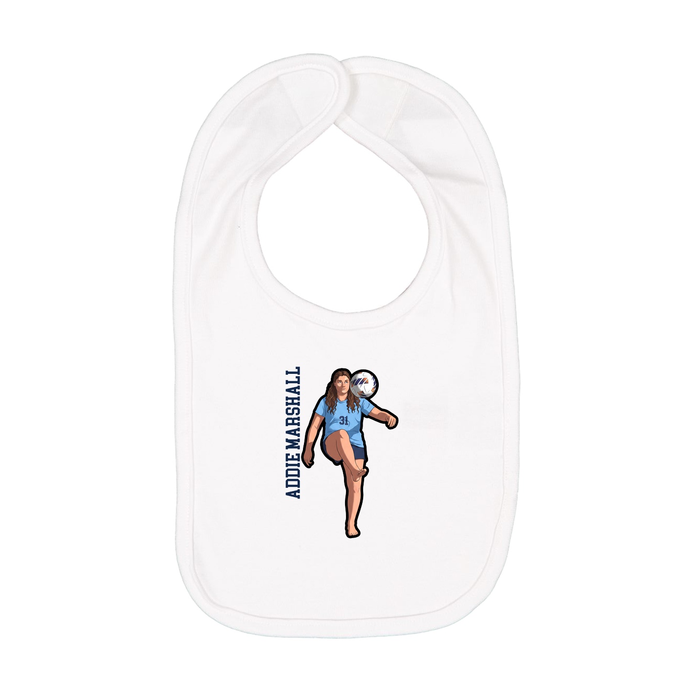 Infant Bib — Name Vertical in White