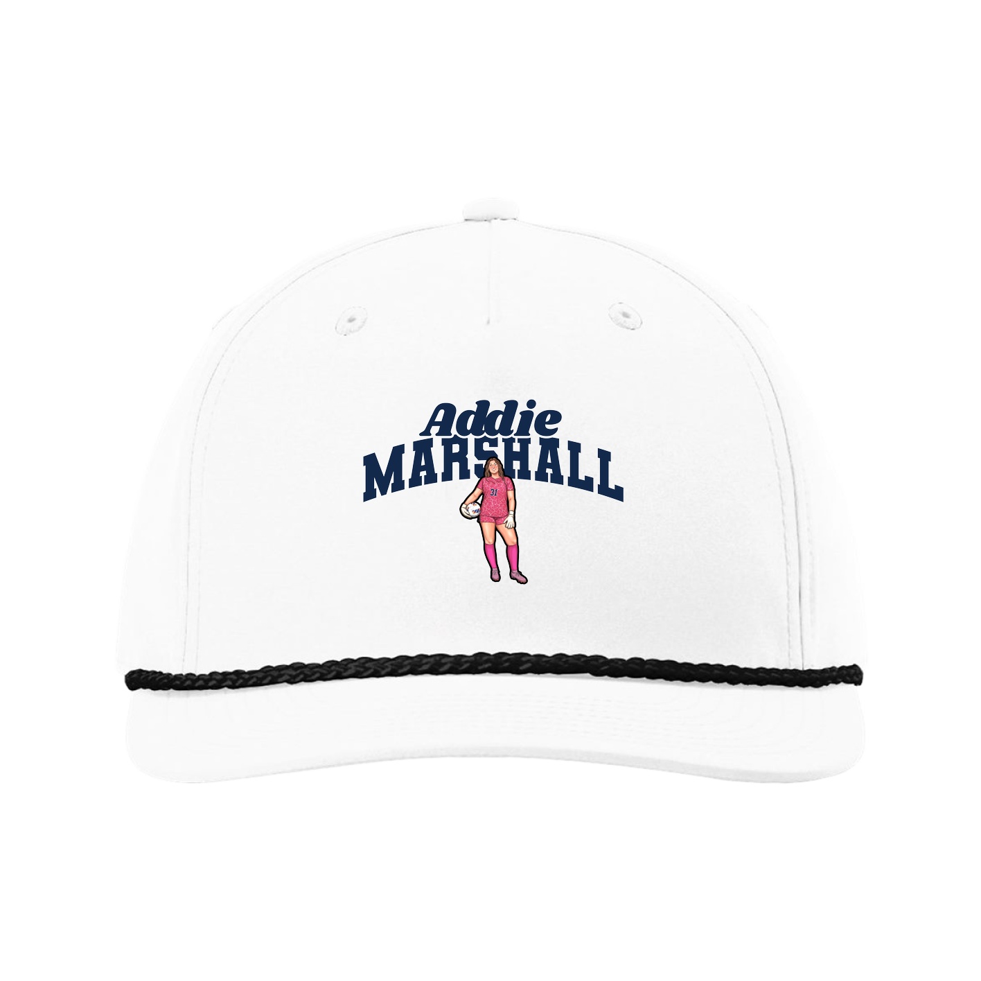 Five-Panel Classic Rope Cap — Signature Arch in White