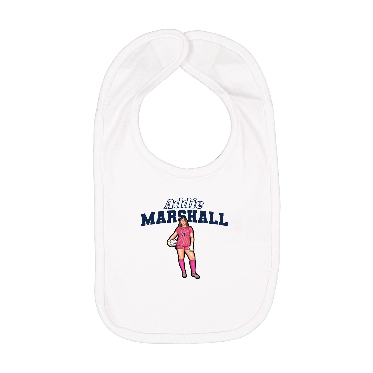 Infant Bib — Name Arch in White