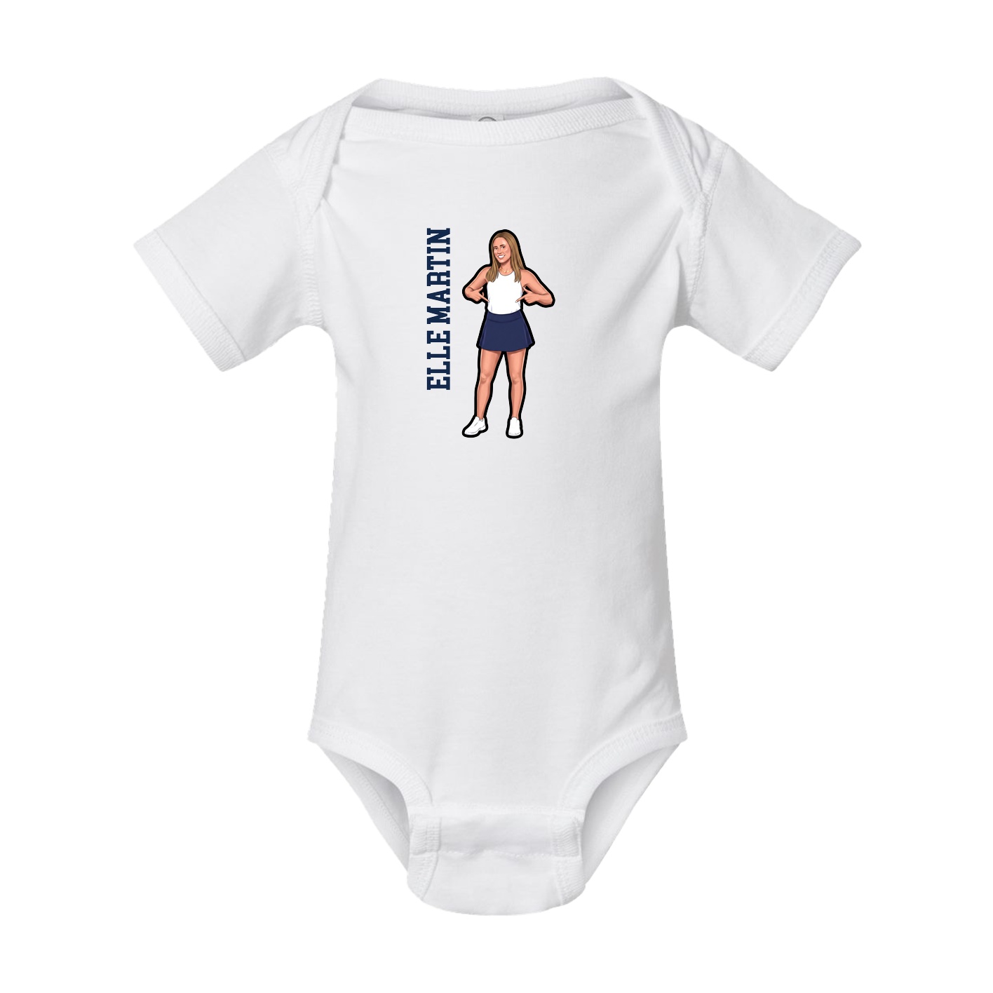 Baby Onesie — Name Vertical in White