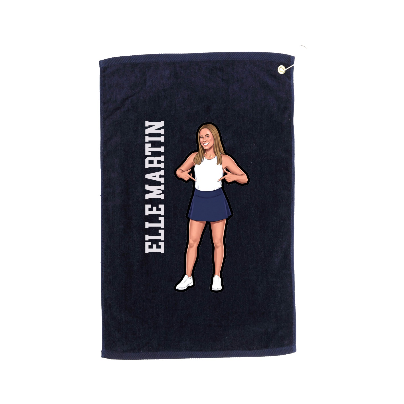 Golf Towel — Name Vertical in Navy