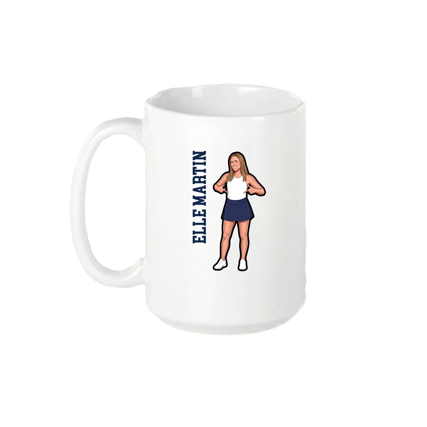 15oz Coffee Mug — Name Vertical in White