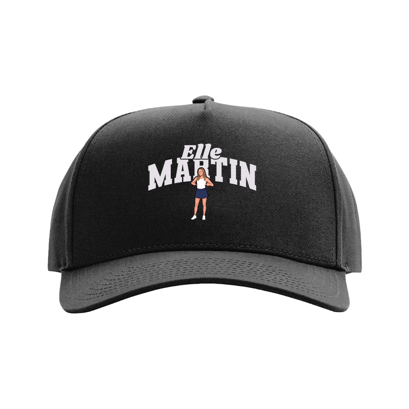 Full Fabric Five-Panel Champ Cap — Signature Arch in Black