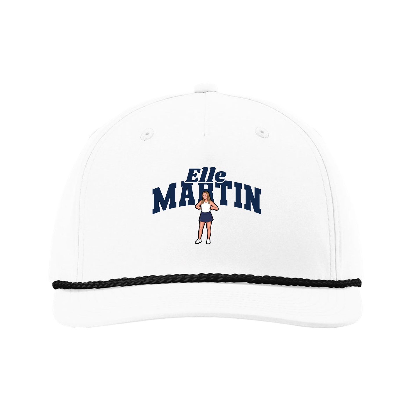 Five-Panel Classic Rope Cap — Signature Arch in White