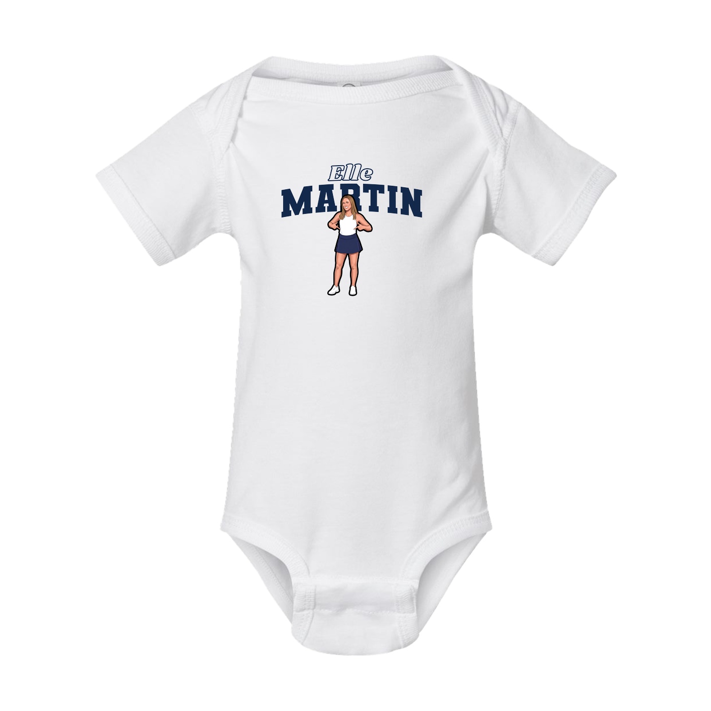 Baby Onesie — Name Arch in White
