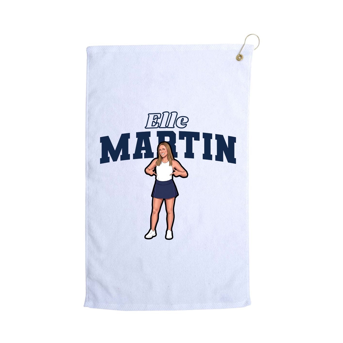 Golf Towel — Name Arch in White
