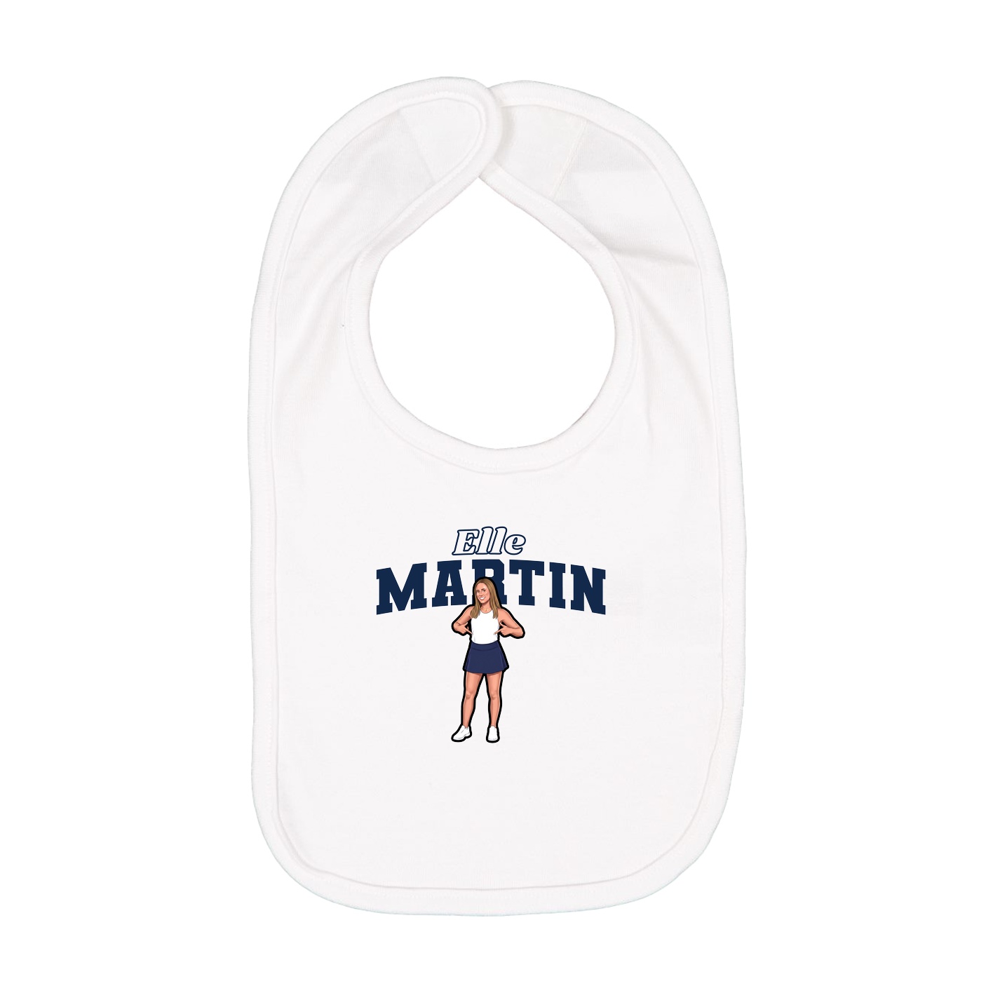 Infant Bib — Name Arch in White