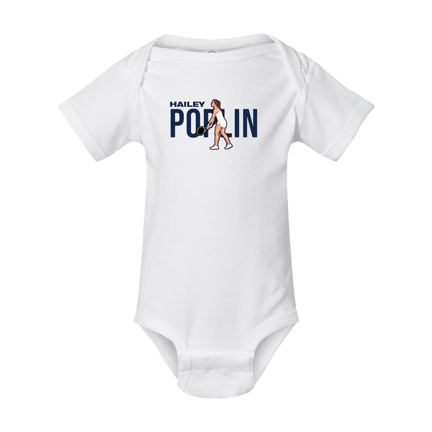 Baby Onesie — Player Name in White