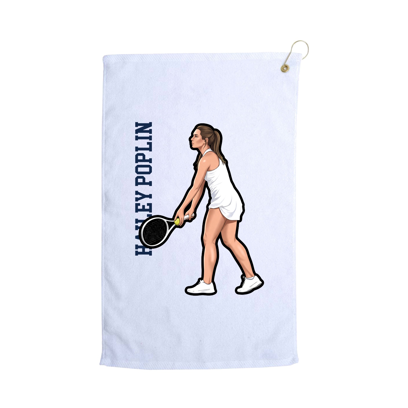 Golf Towel — Name Vertical in White
